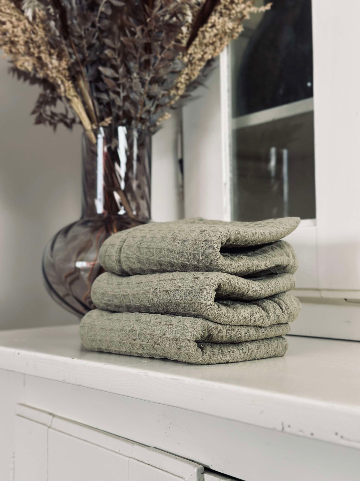 Kökshanddukar 3 st. - Vafflad Mörk Beige