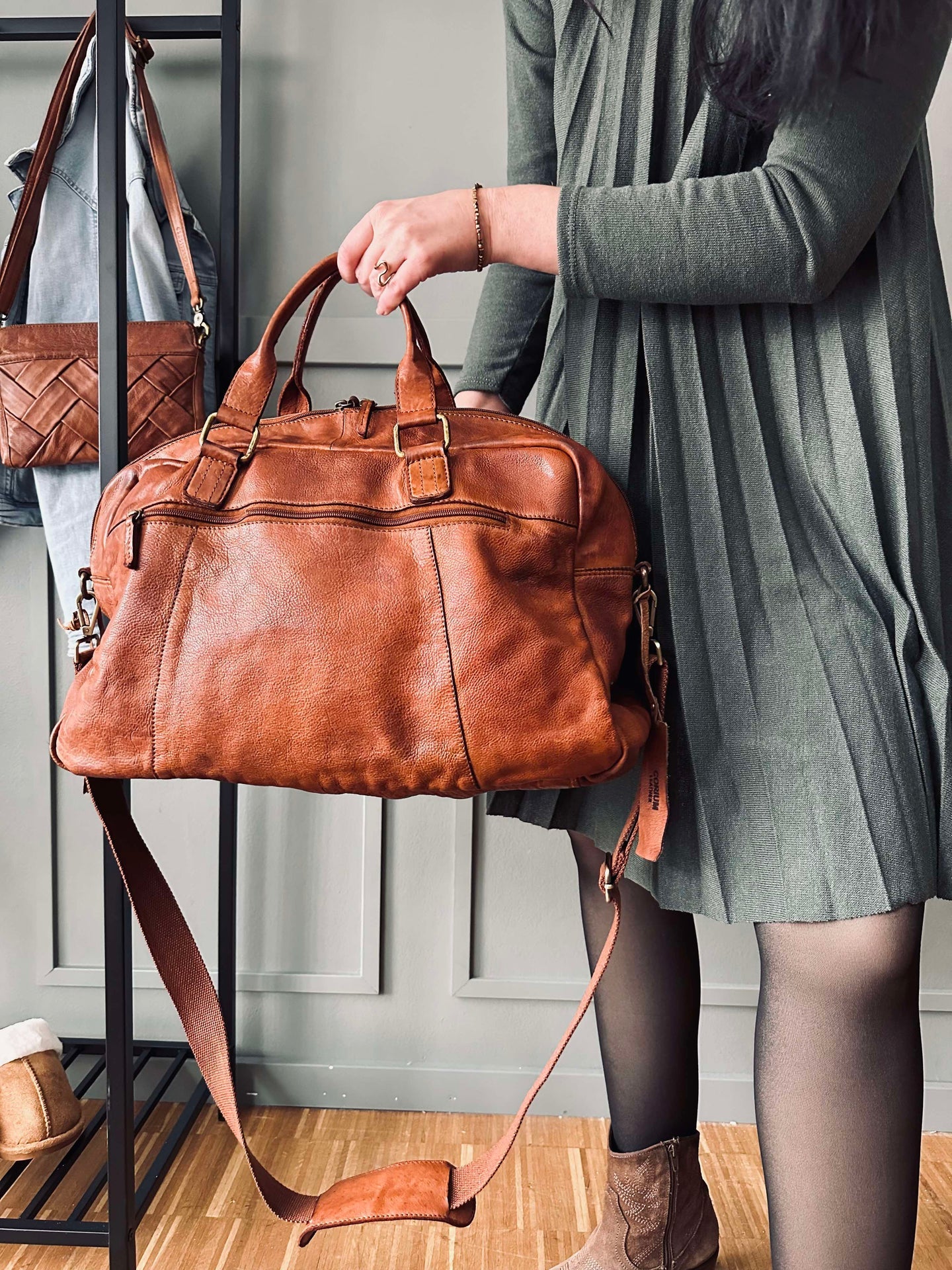 Weekendväska Raw boheme - Cognac