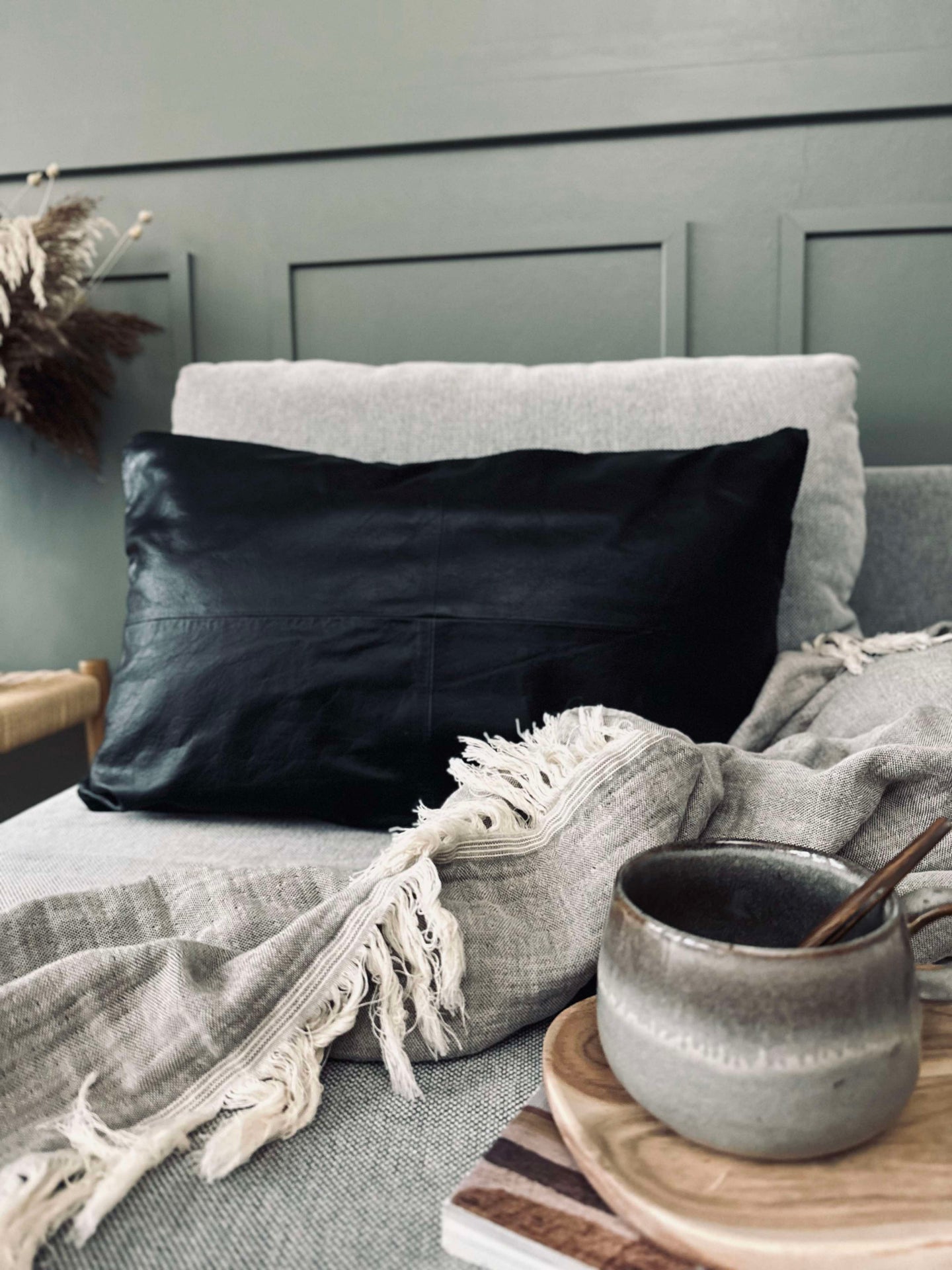 Kuddfodral Läder - Svart 40x60