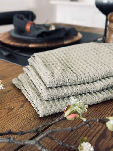 Kökshanddukar 3 st. - Vafflad Mörk Beige