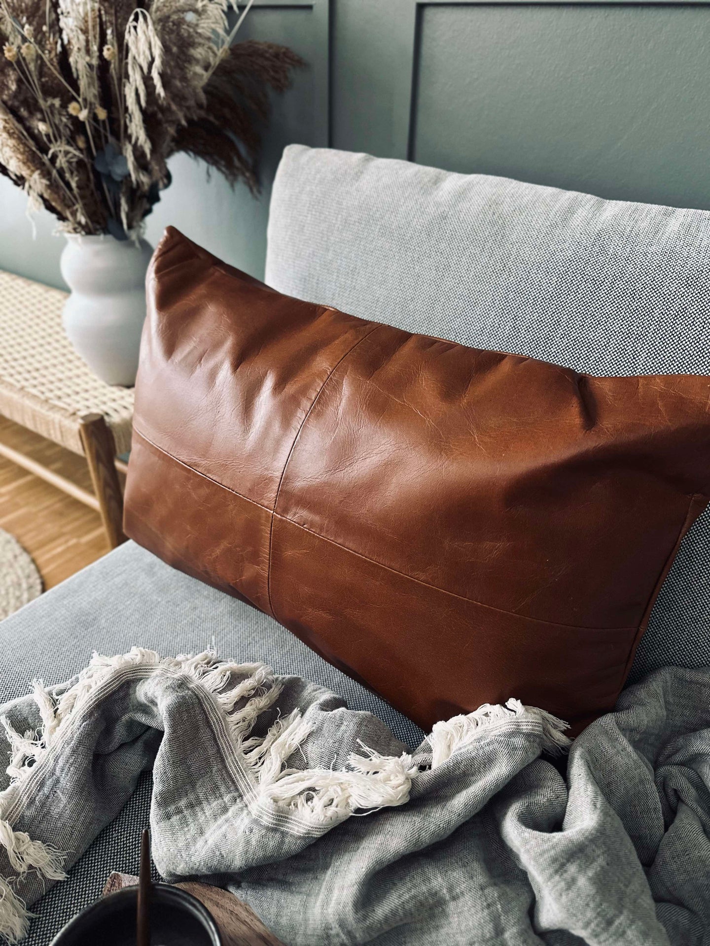 Kuddfodral Läder - Cognac 40x60