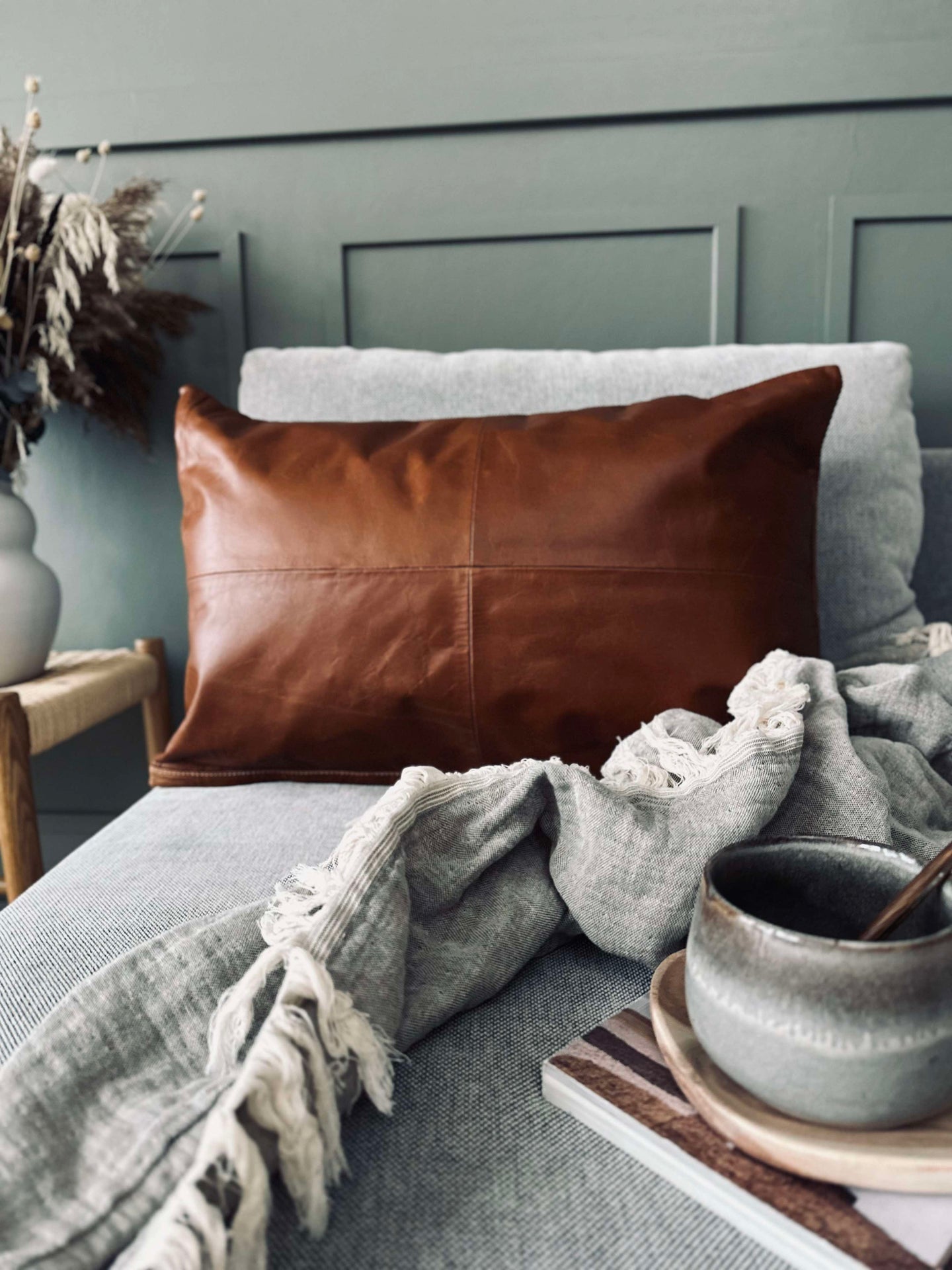Kuddfodral Läder - Cognac 40x60