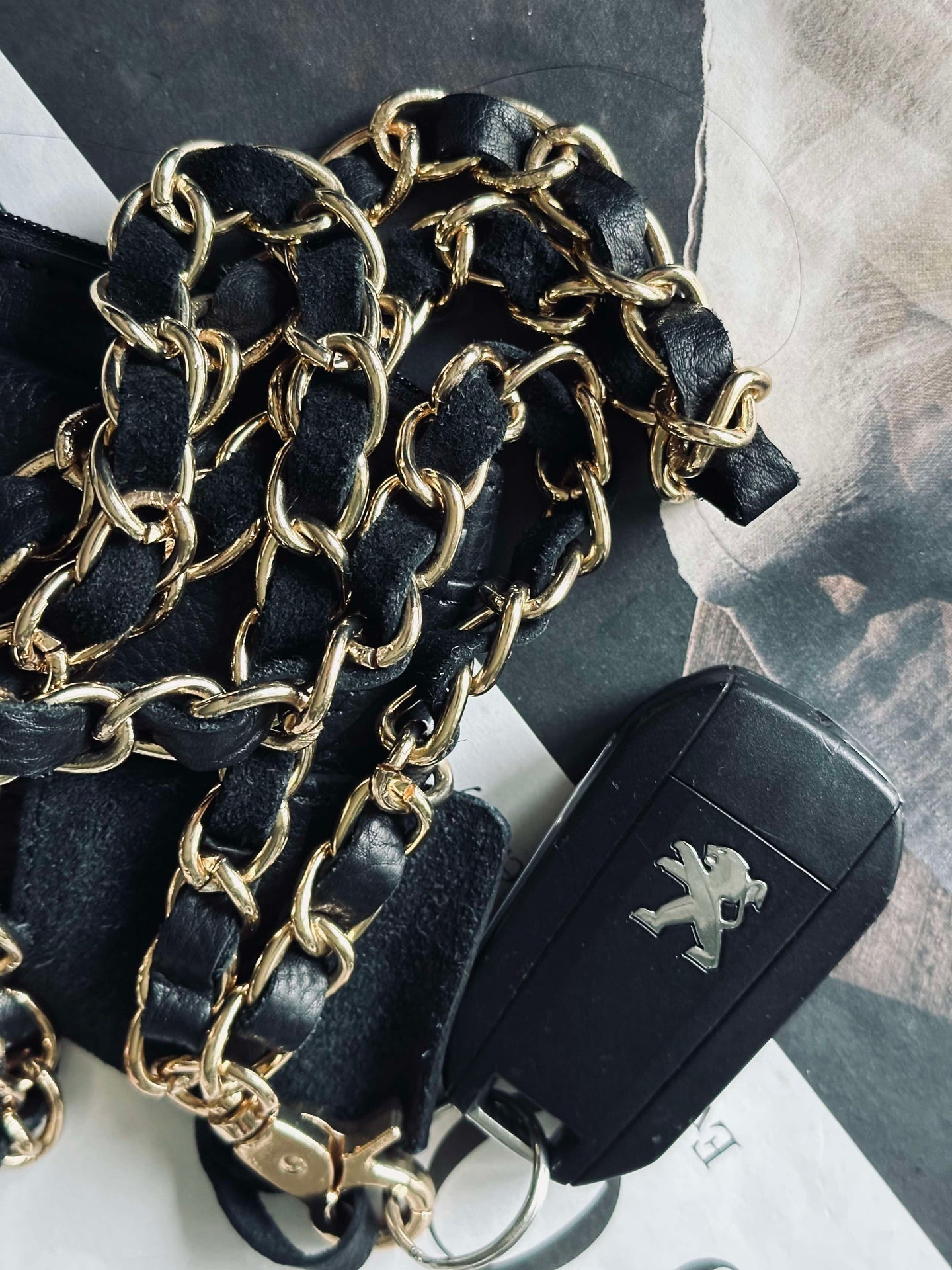 Mobil / Nyckelrem – Svart läder