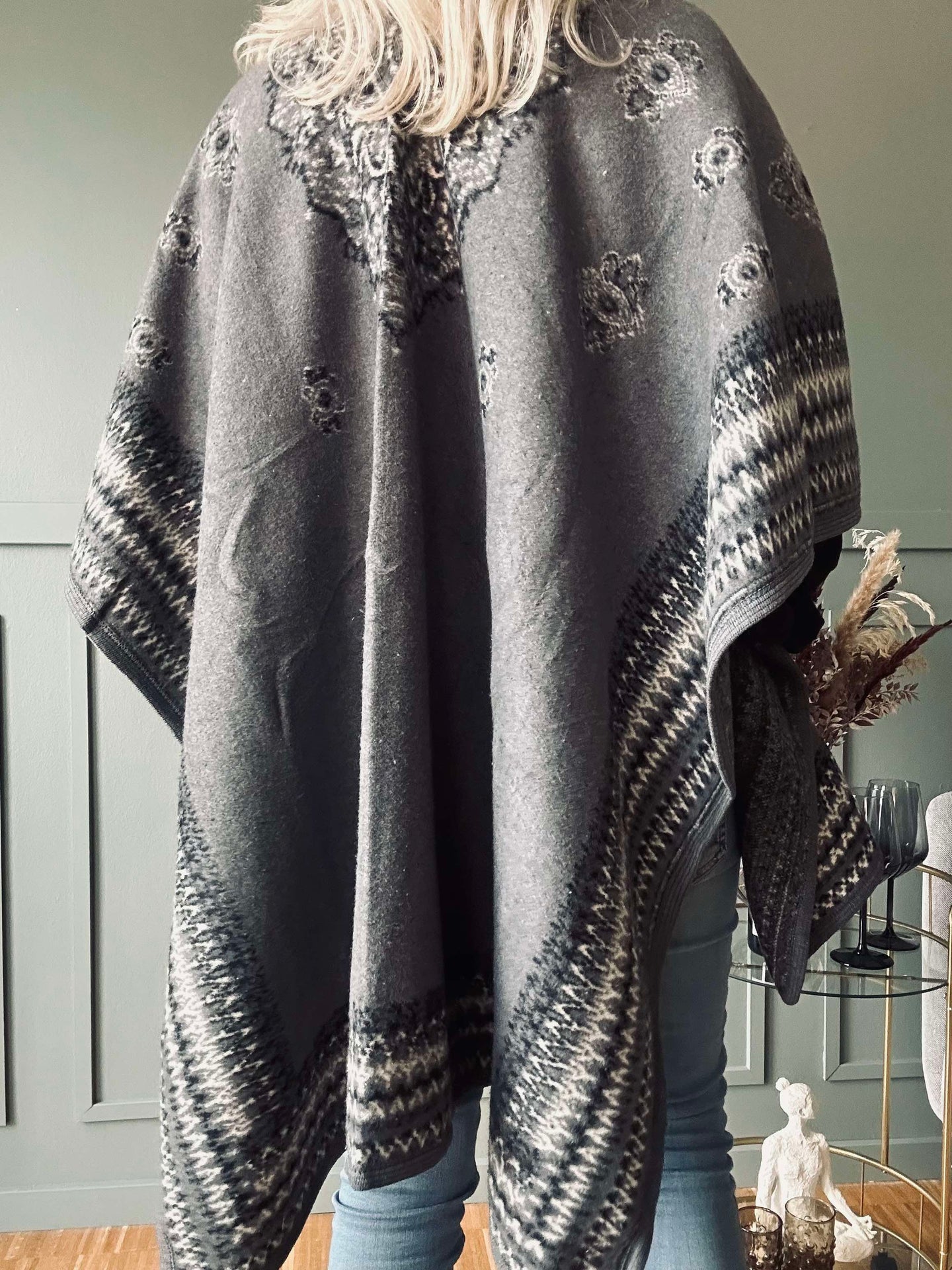 Poncho Grå bohem