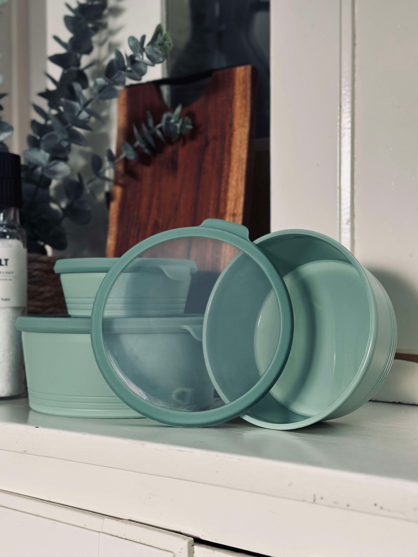 Skålar med lock - Set om 3 skålar - Grön