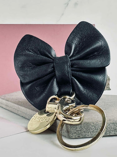 Nyckelring Rosett - Svart läder