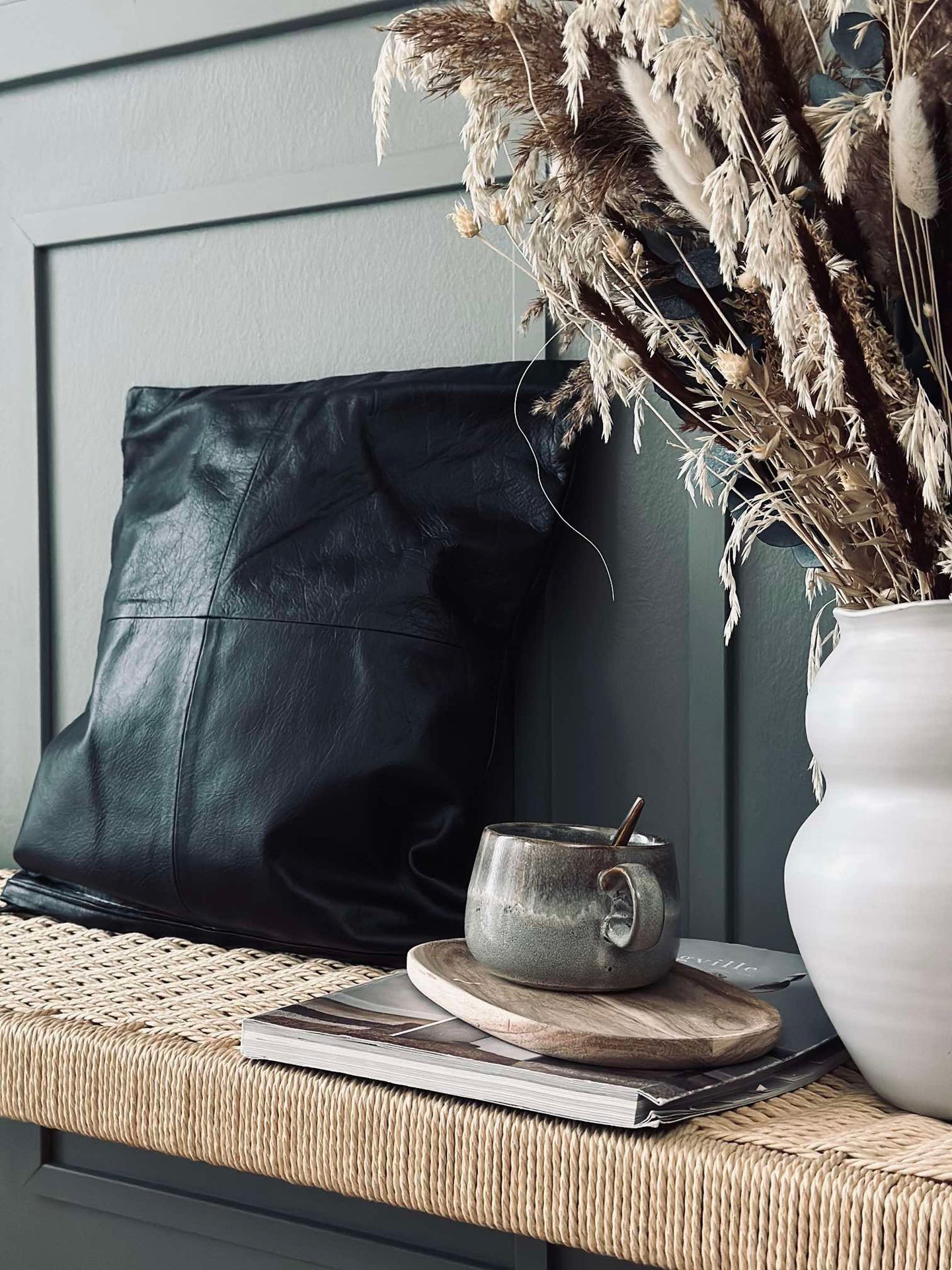 Kuddfodral Läder - Svart 45x45