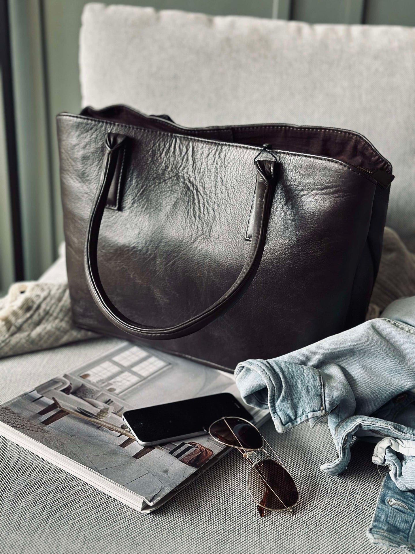 Arbetsväska / shopper Brown  – Soft leather