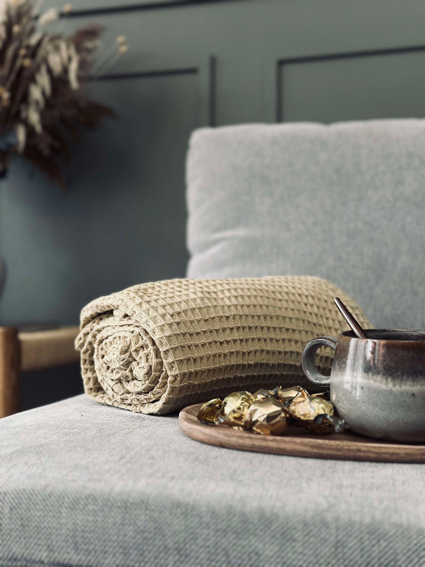 Stentvättad Vafflad Bomullsfilt - Gul