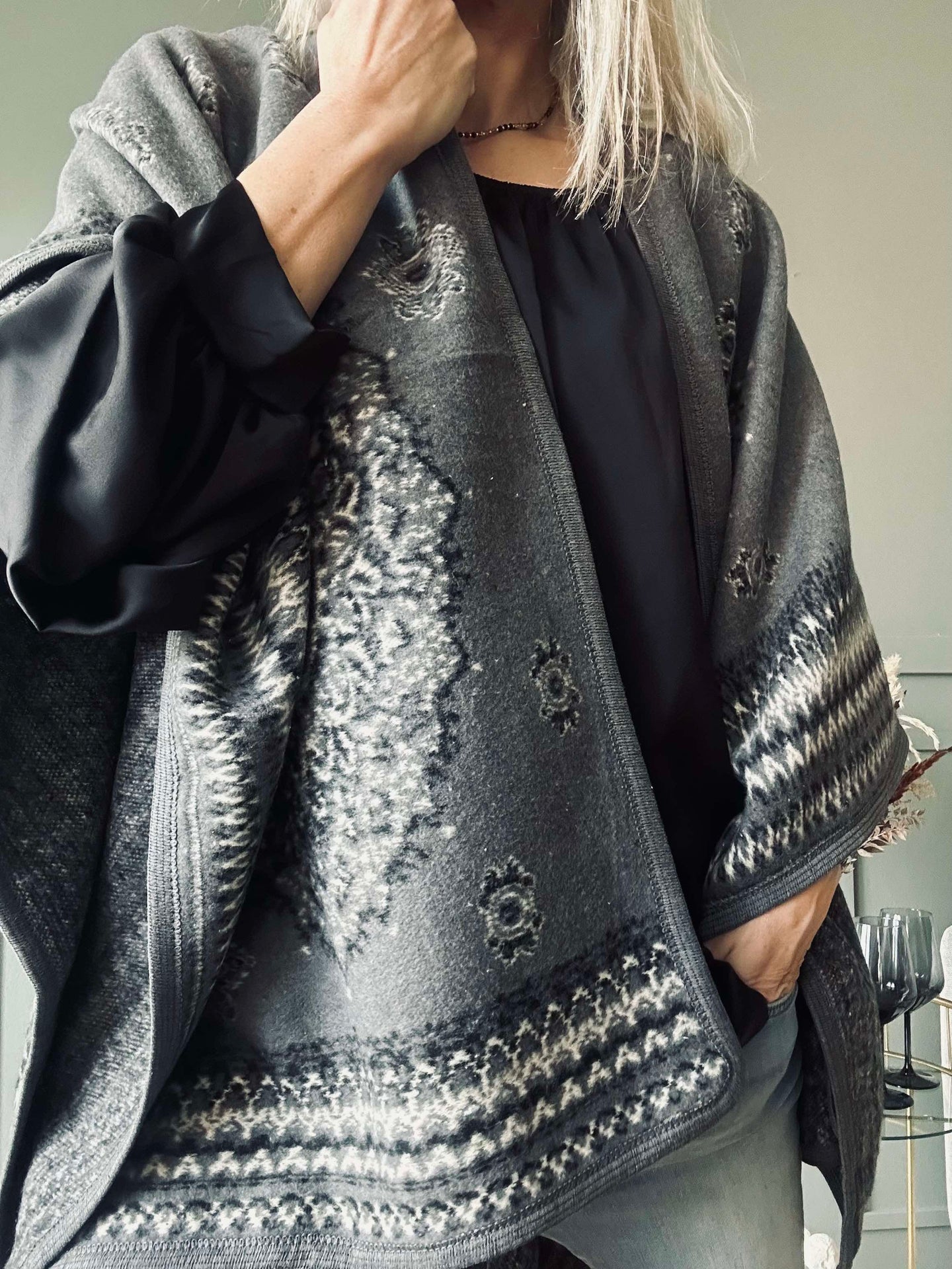 Poncho Grå bohem