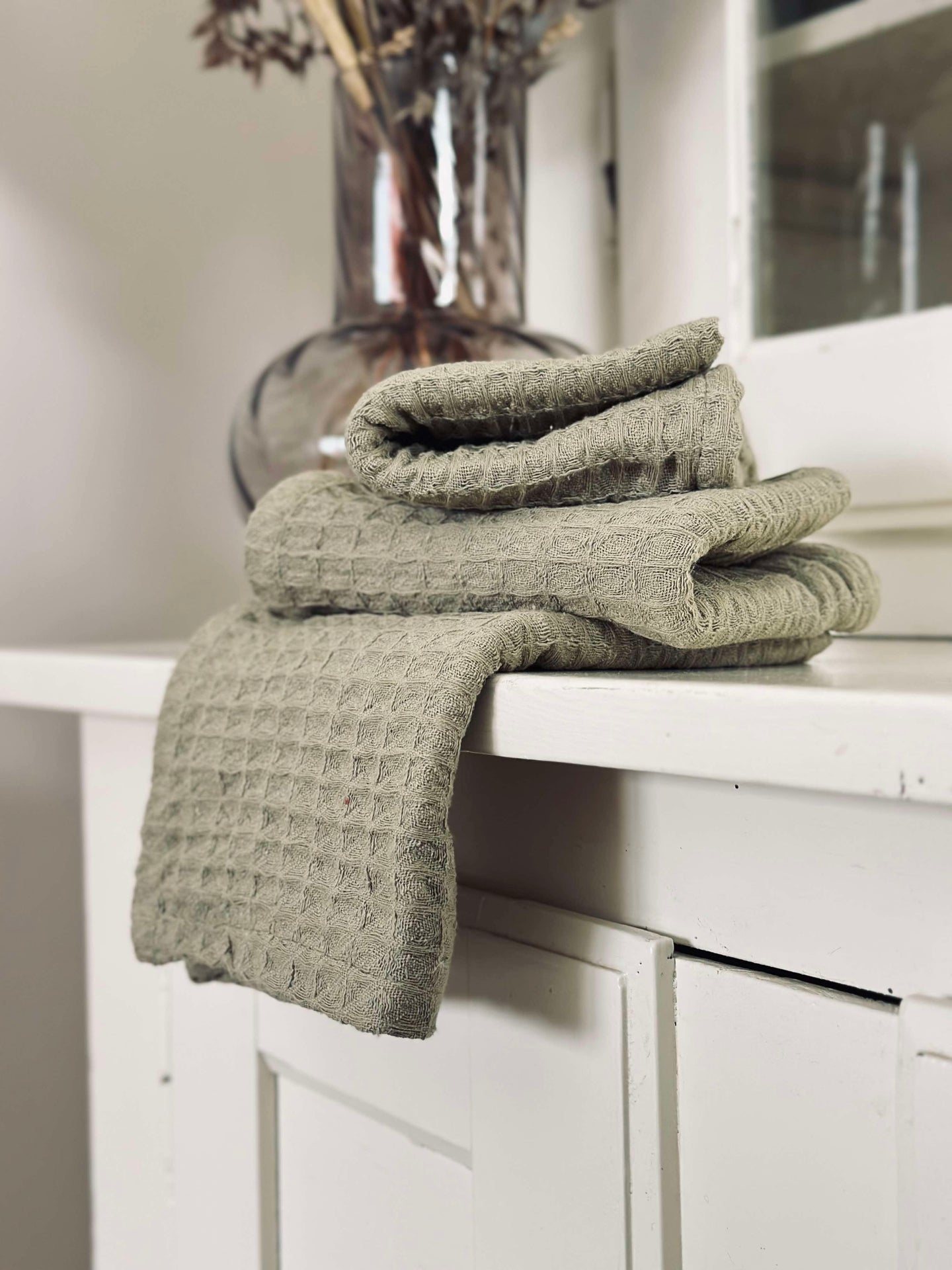 Kökshanddukar 3 st. - Vafflad Mörk Beige