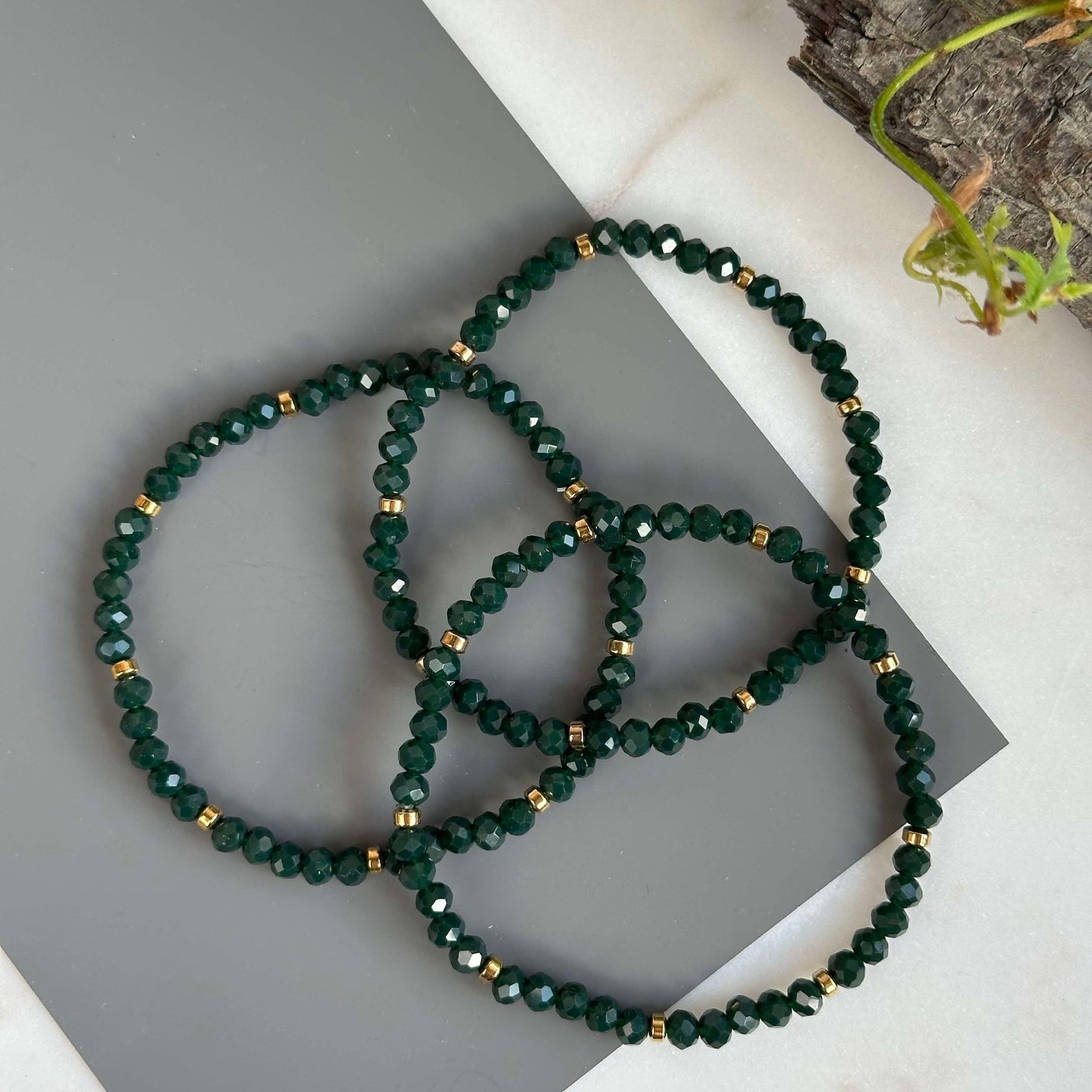 Armband Merle Forest Green - Set med 3 st