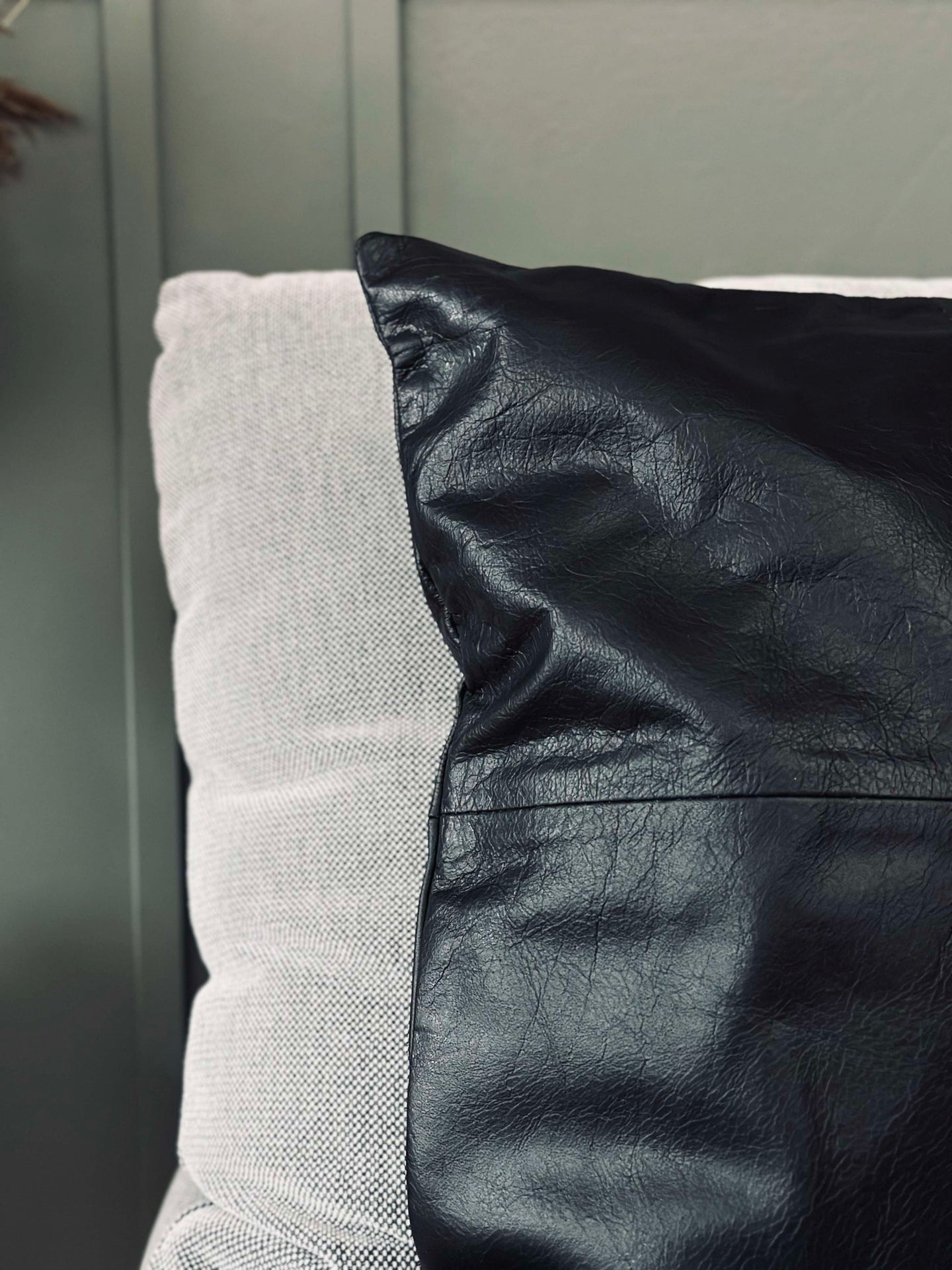 Kuddfodral Läder - Svart 45x45