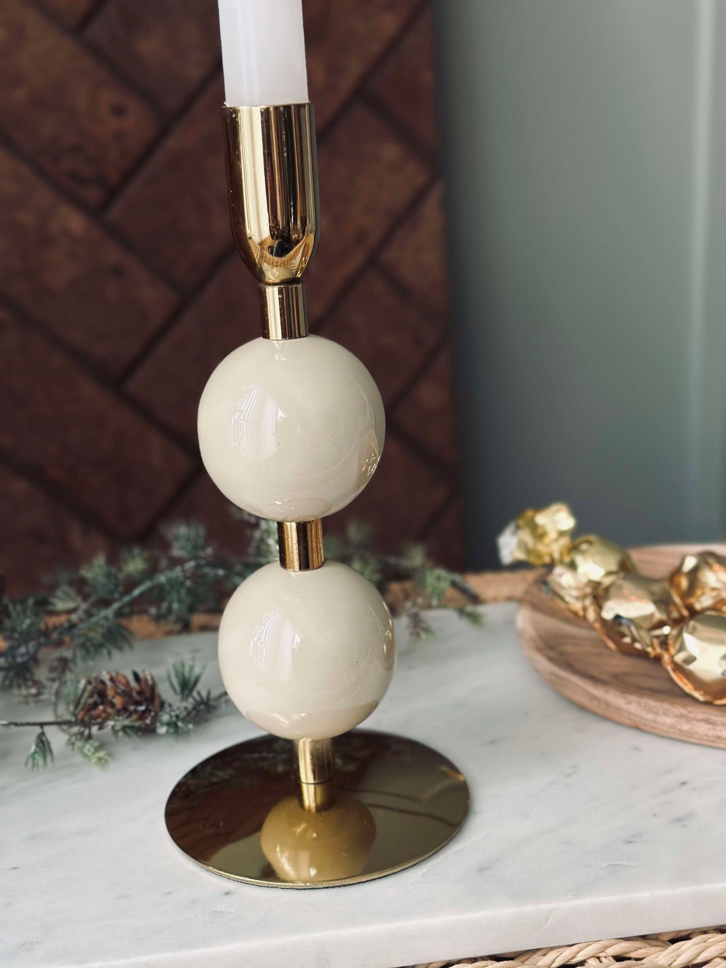 Ljusstake NOYA - Beige 20 cm