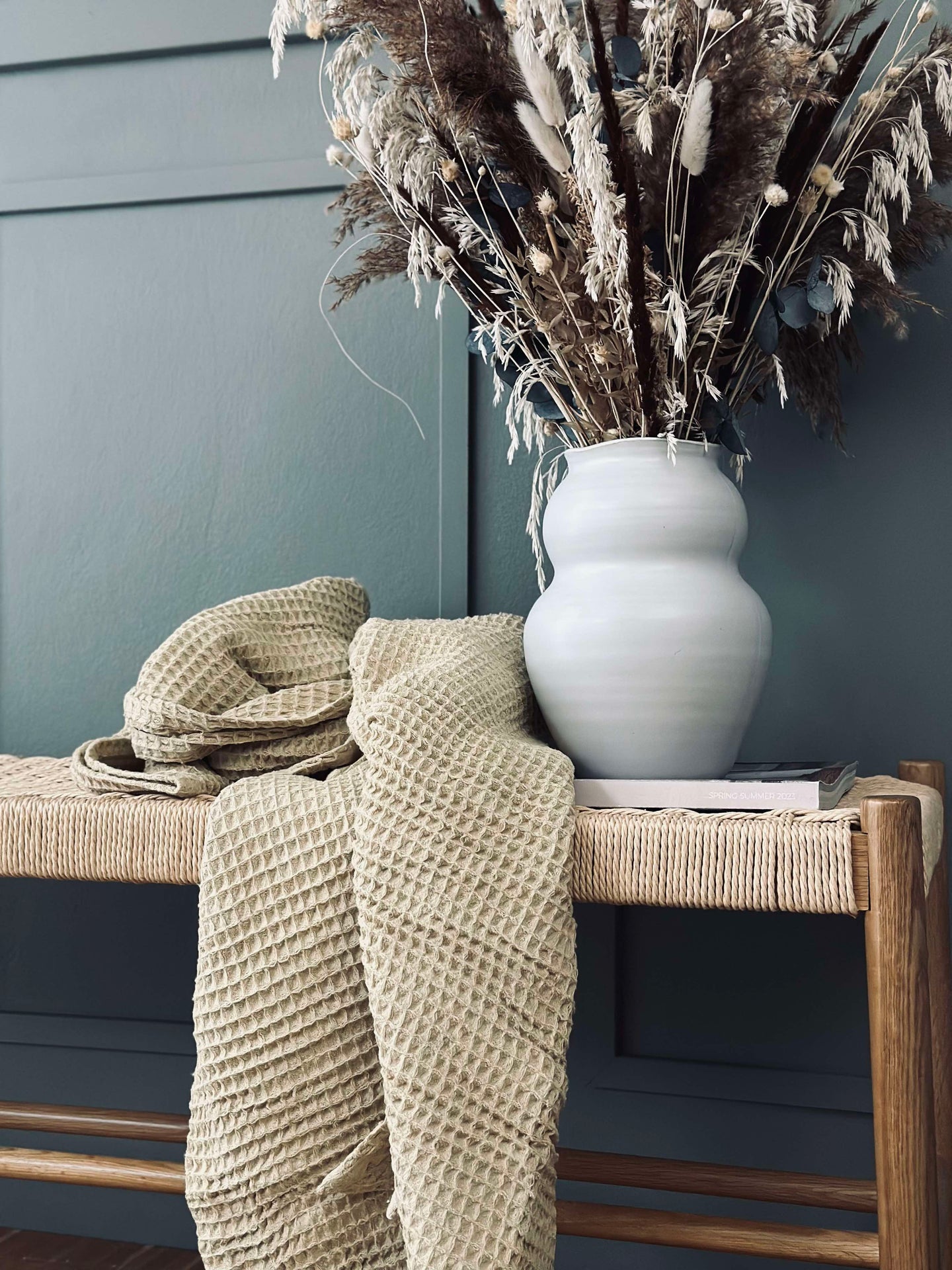 Stentvättad Vafflad Bomullsfilt - Gul