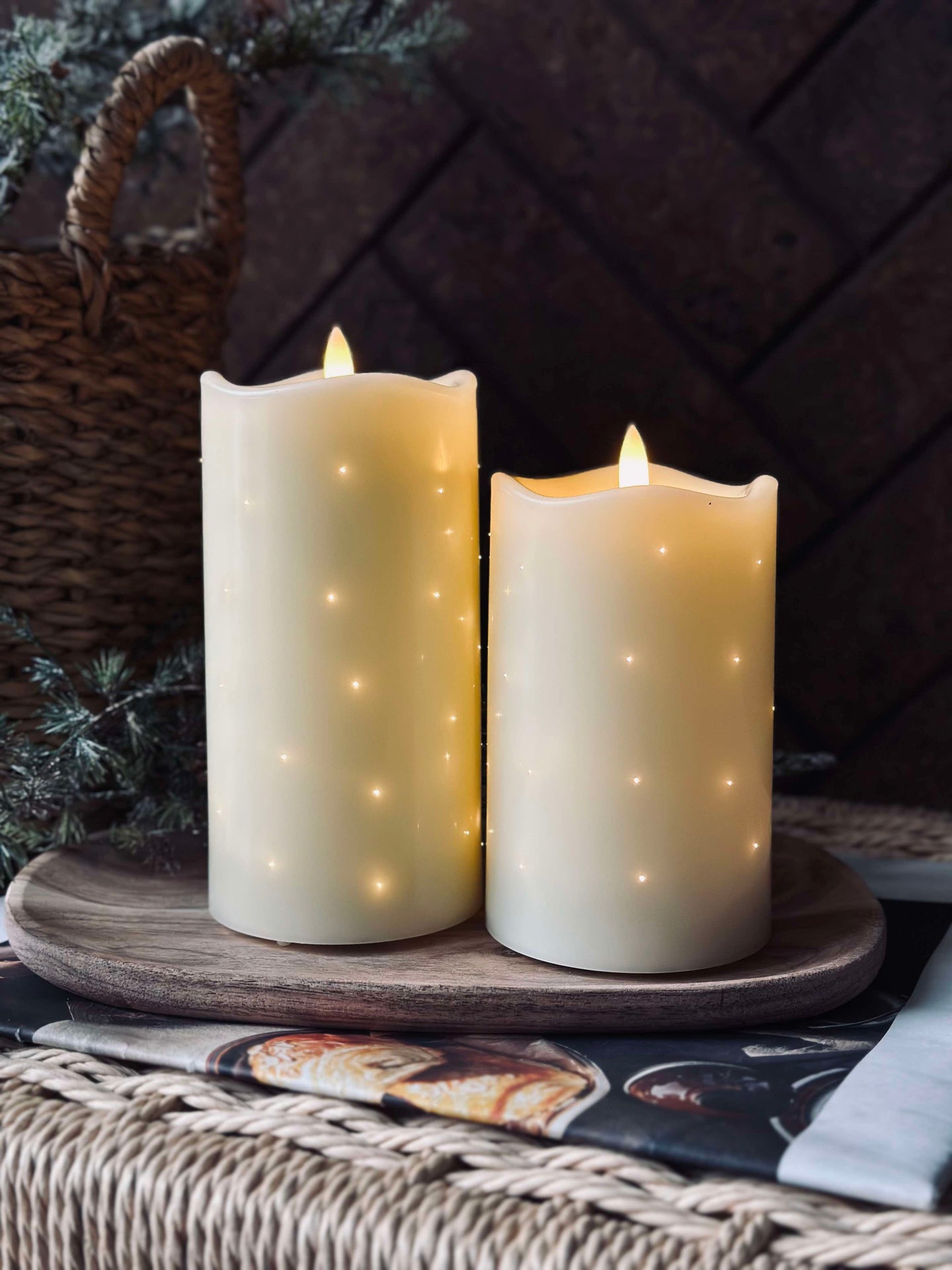 LED Blockljus Twinkle - 15 cm - Creme