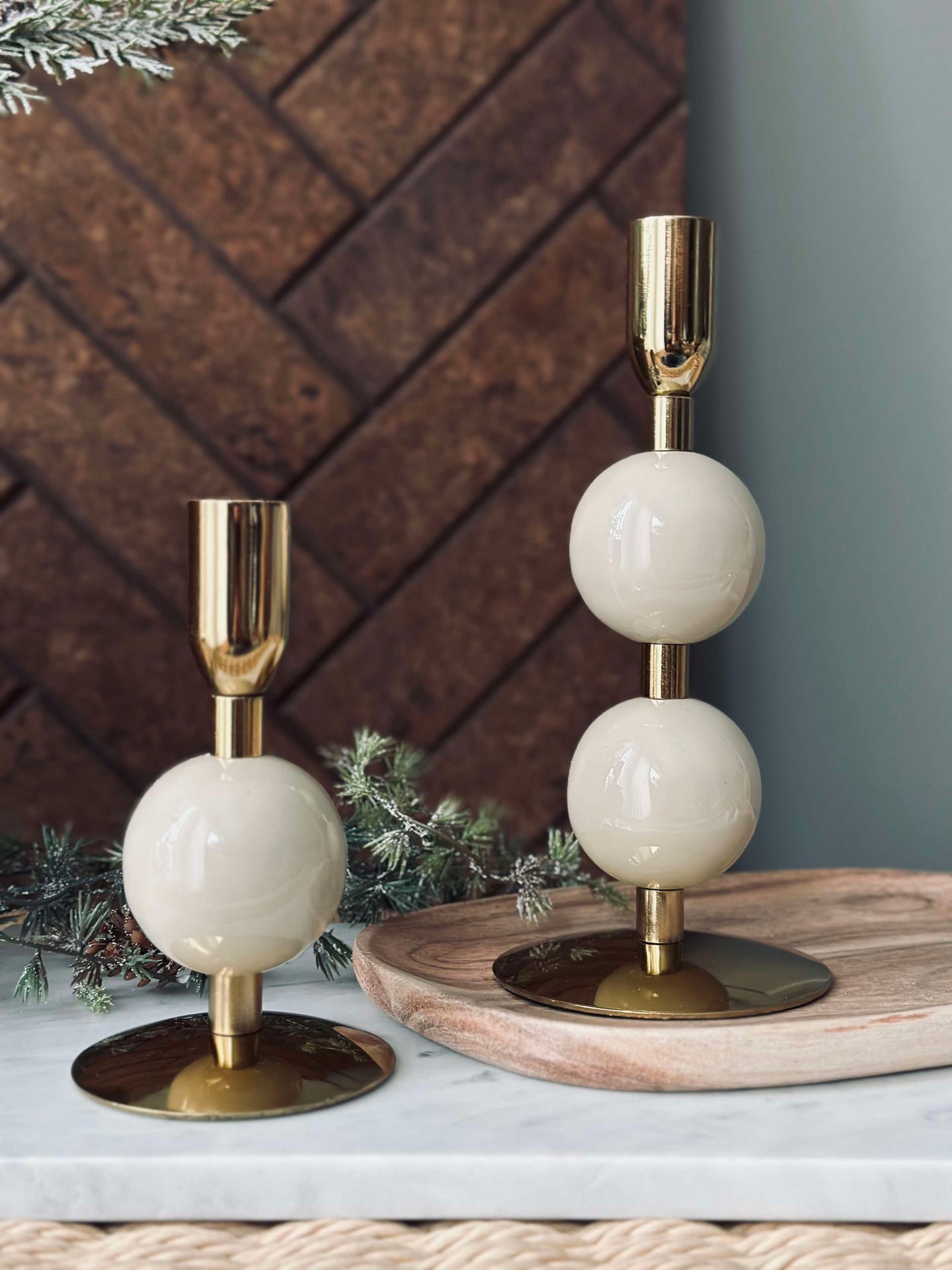 Ljusstake NOYA - Beige 20 cm