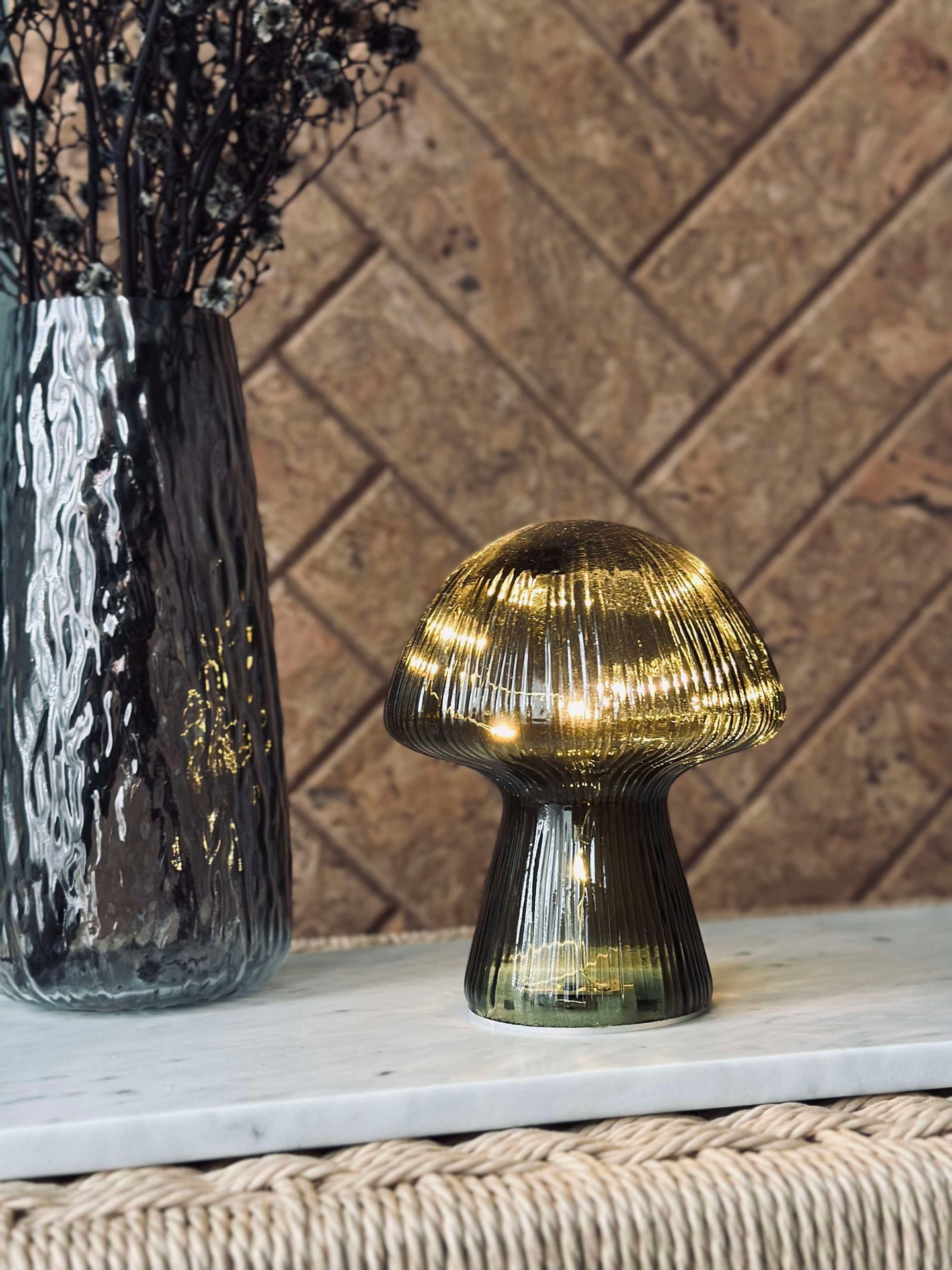 Mushroom med ränder 15 cm - Grön