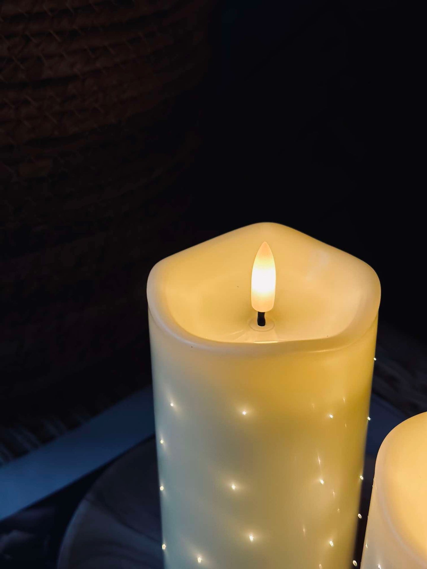 LED Blockljus Twinkle - 15 cm - Creme