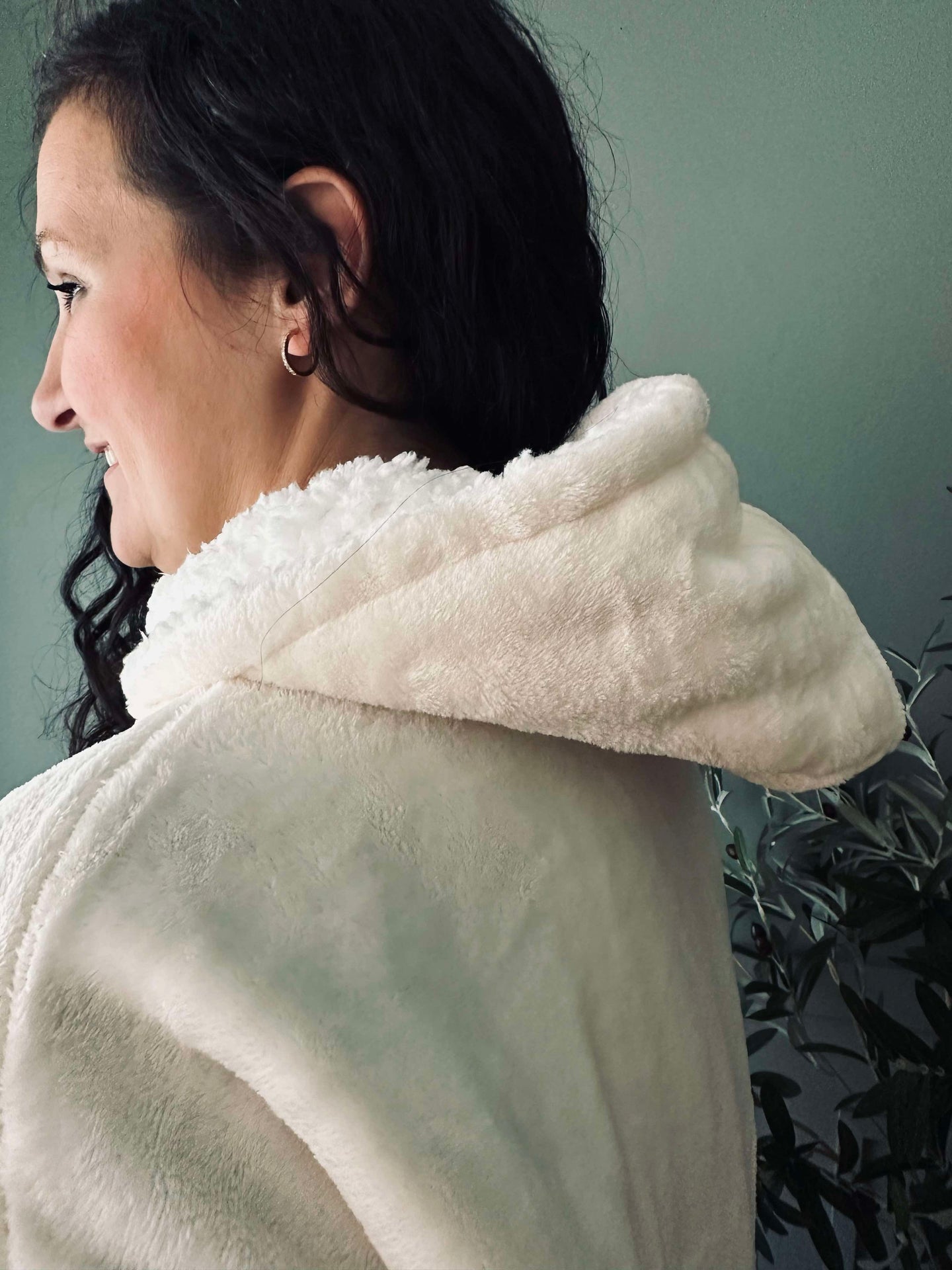 Hoodie Fleece Vit - Oversize