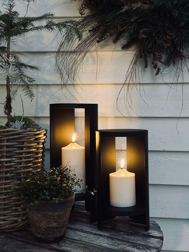 Lykta med LED blockljus - H 28cm