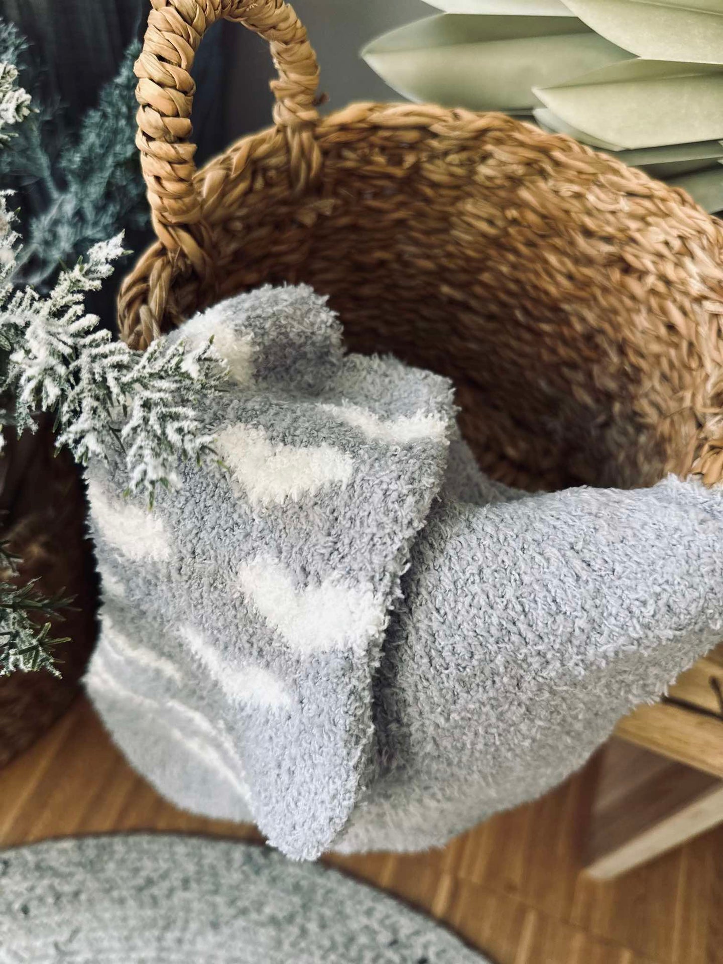 Strumpor Fluffy Grey heart - Set med 2 par