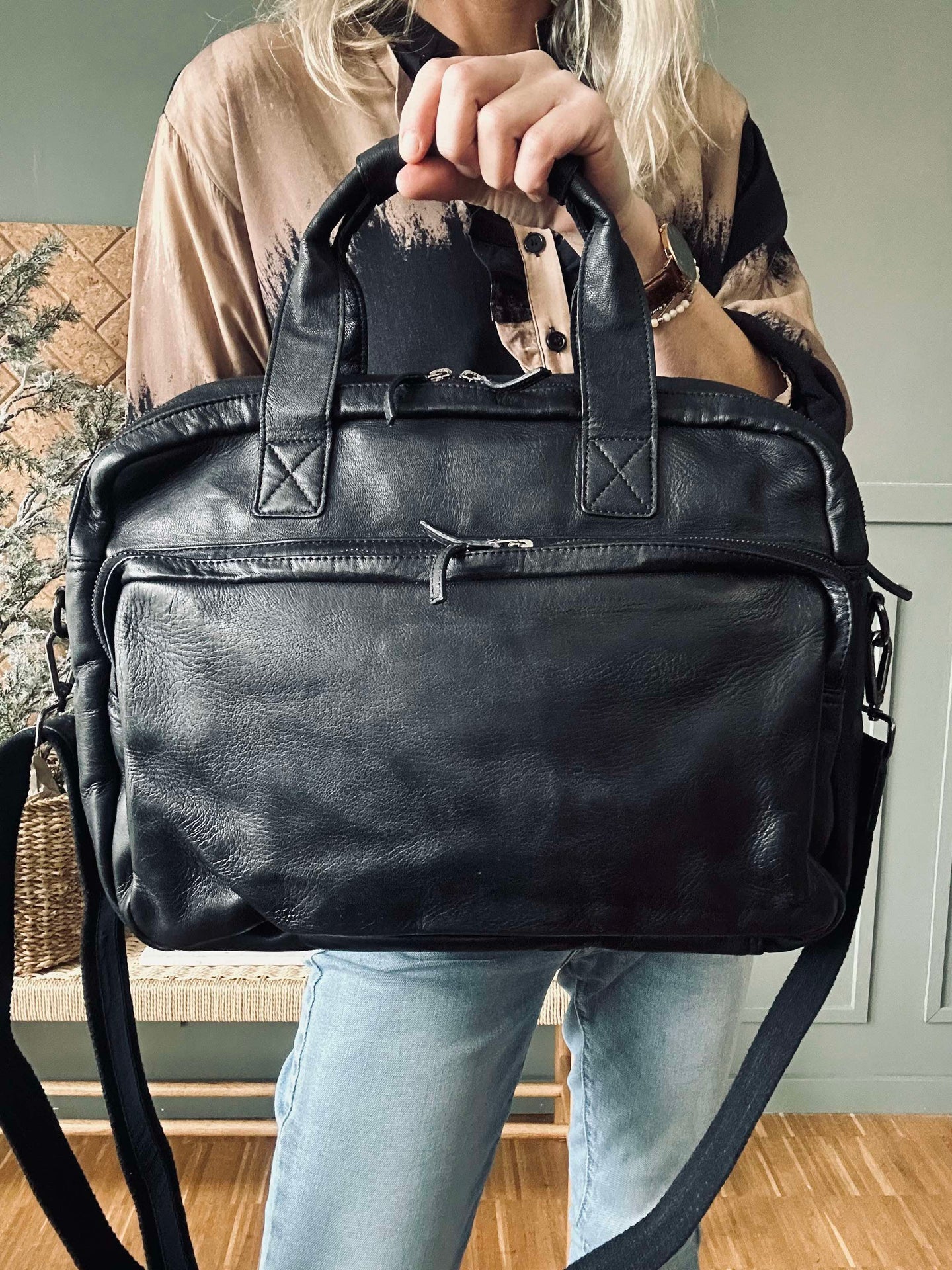 Arbetsväska - Black Cow leather