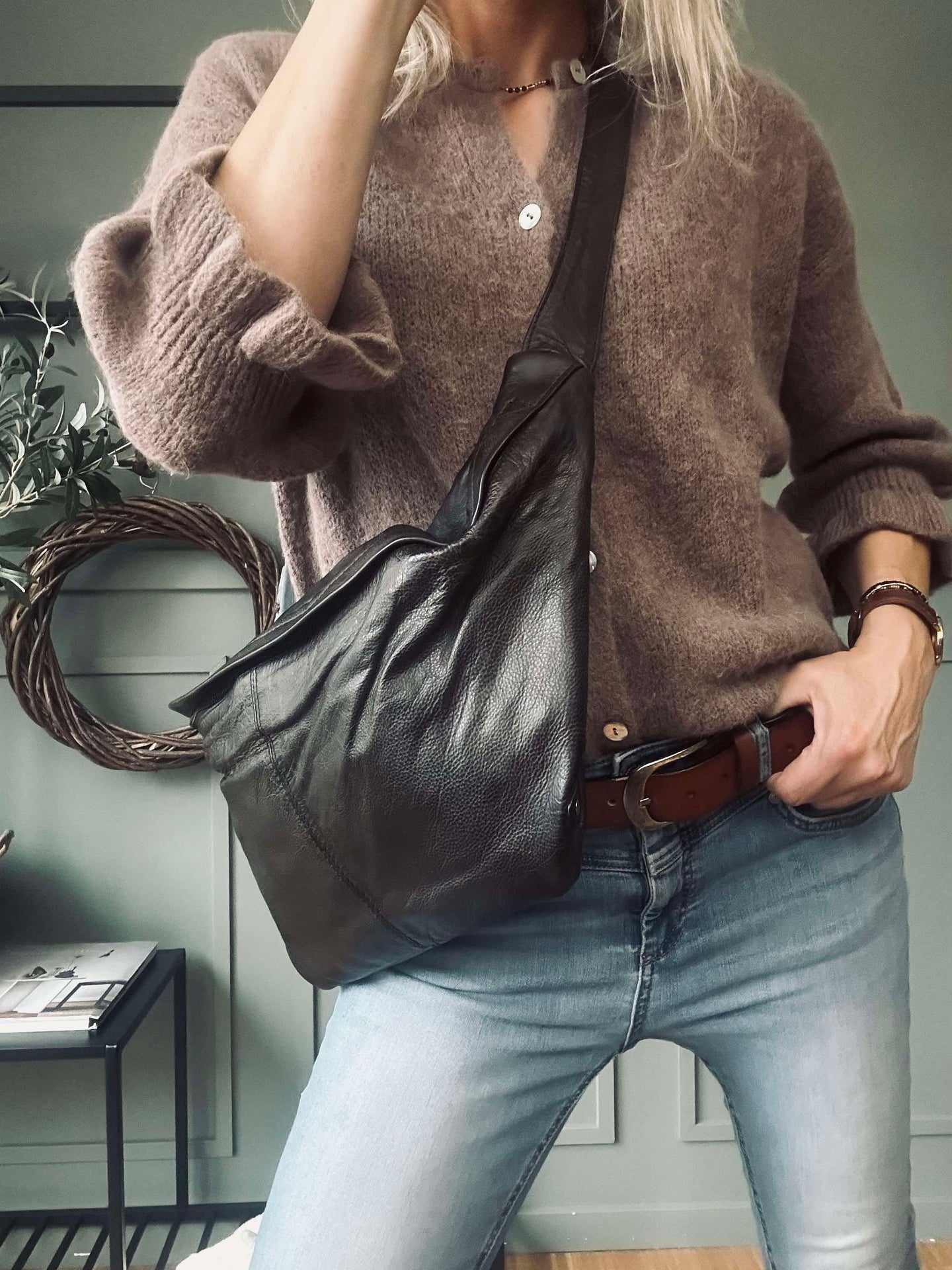 Cool Buffy XL Midjeväska i smörmjukt läder - Brun