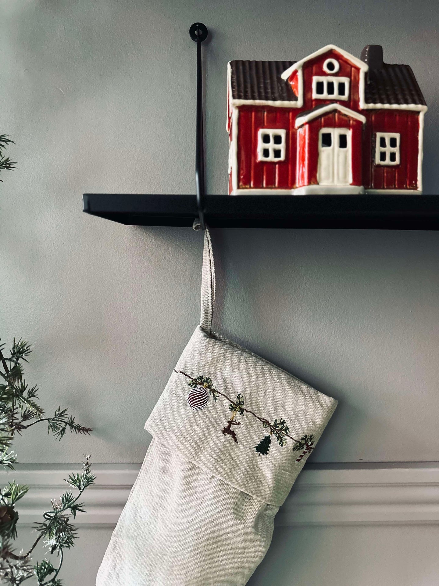 Julstrumpa med broderi