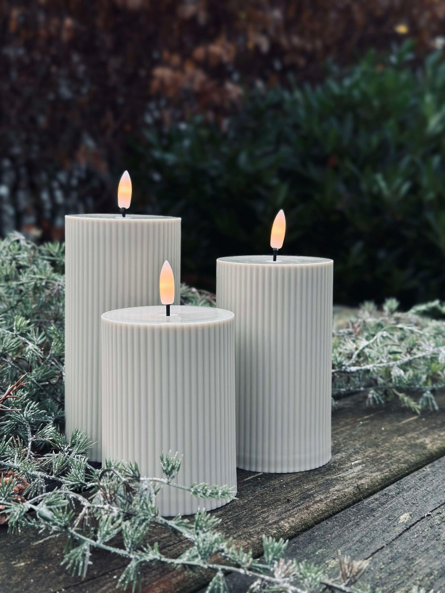 LED utomhusblockljus med räfflor - Set om 3 st - Sand
