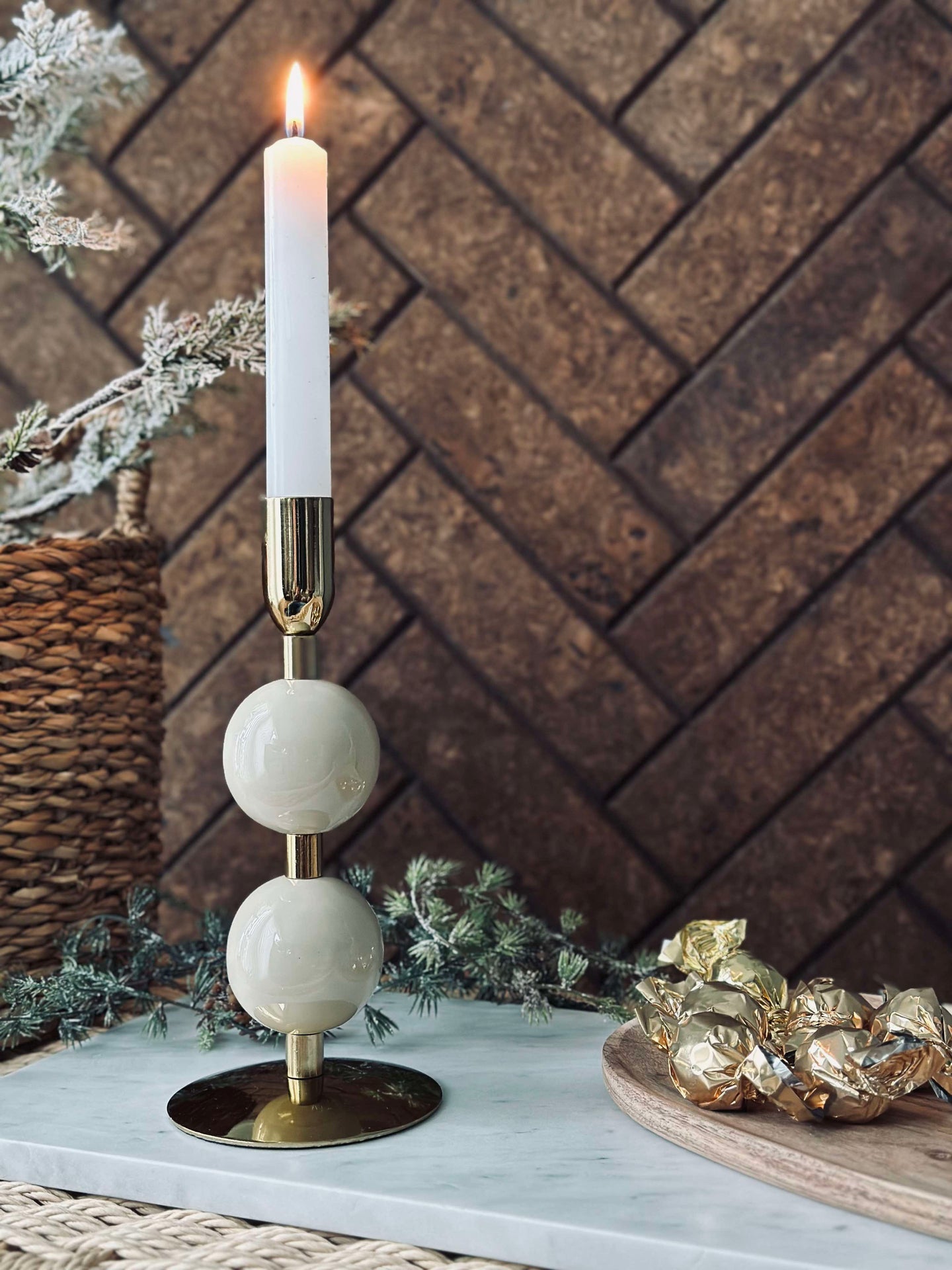 Ljusstake NOYA - Beige 20 cm