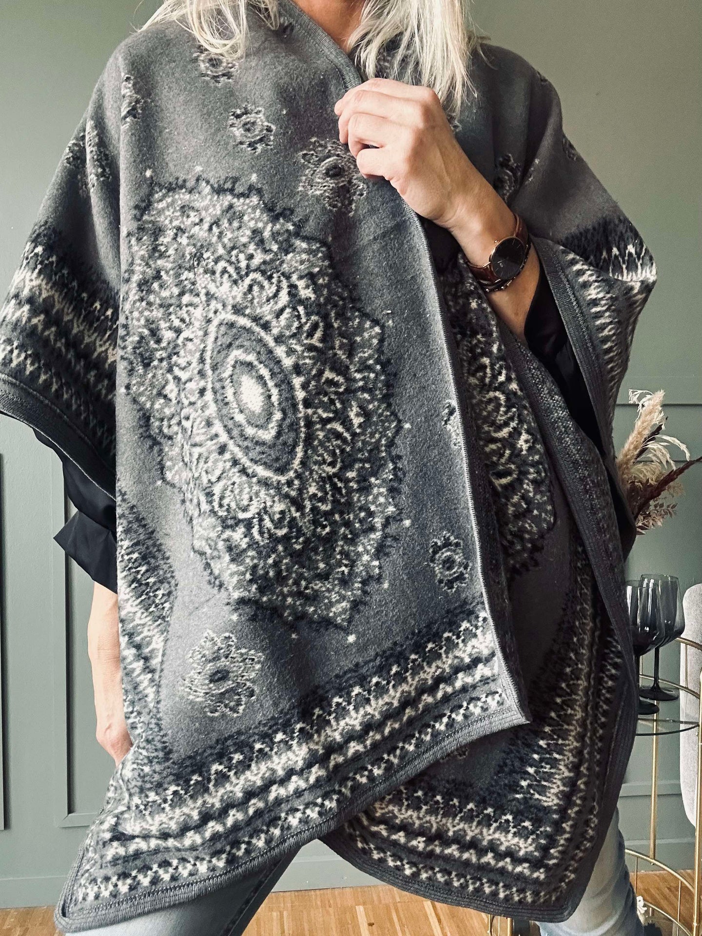 Poncho Grå bohem