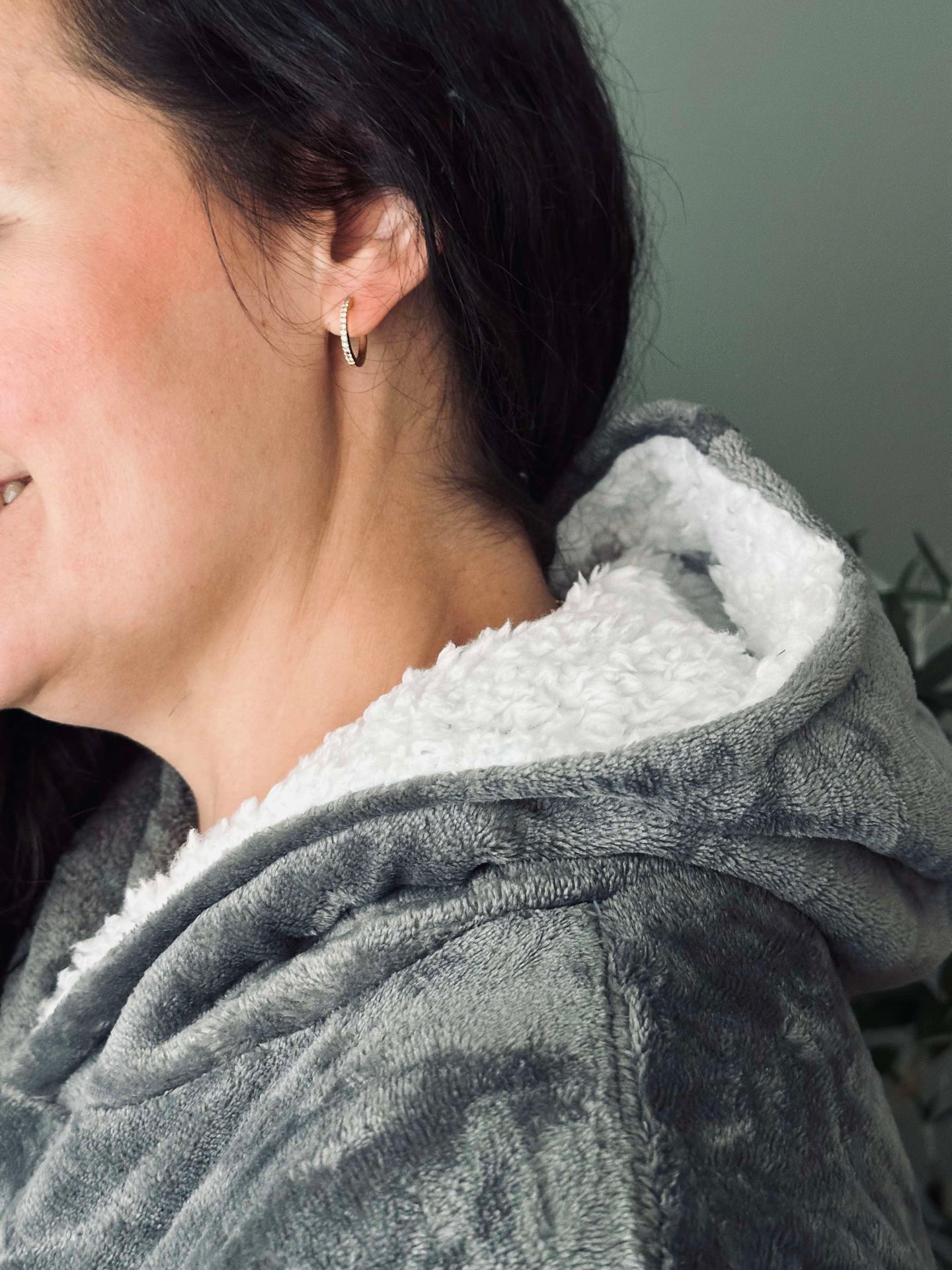 Hoodie Fleece Grå - Oversize