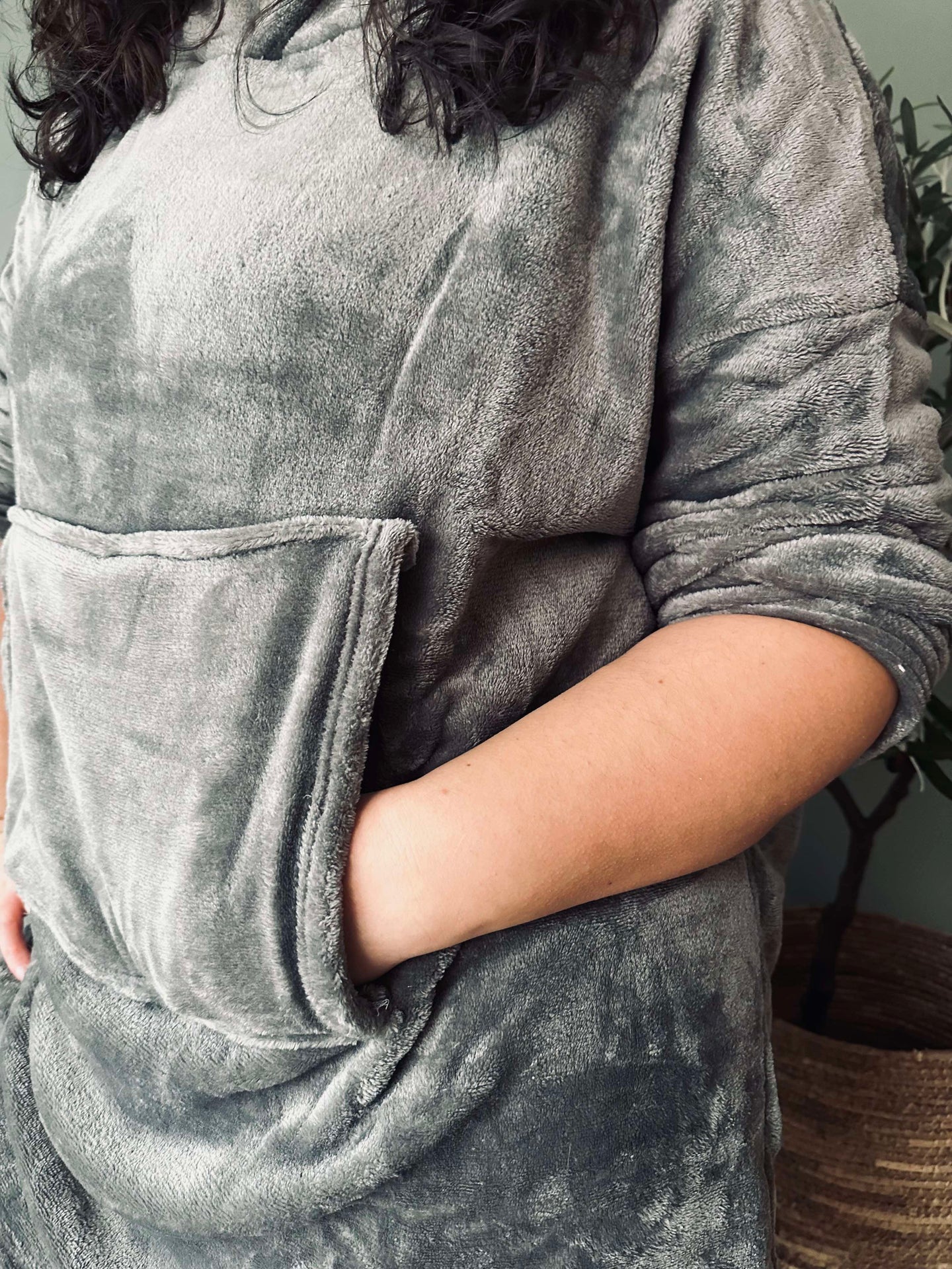 Hoodie Fleece Grå - Oversize