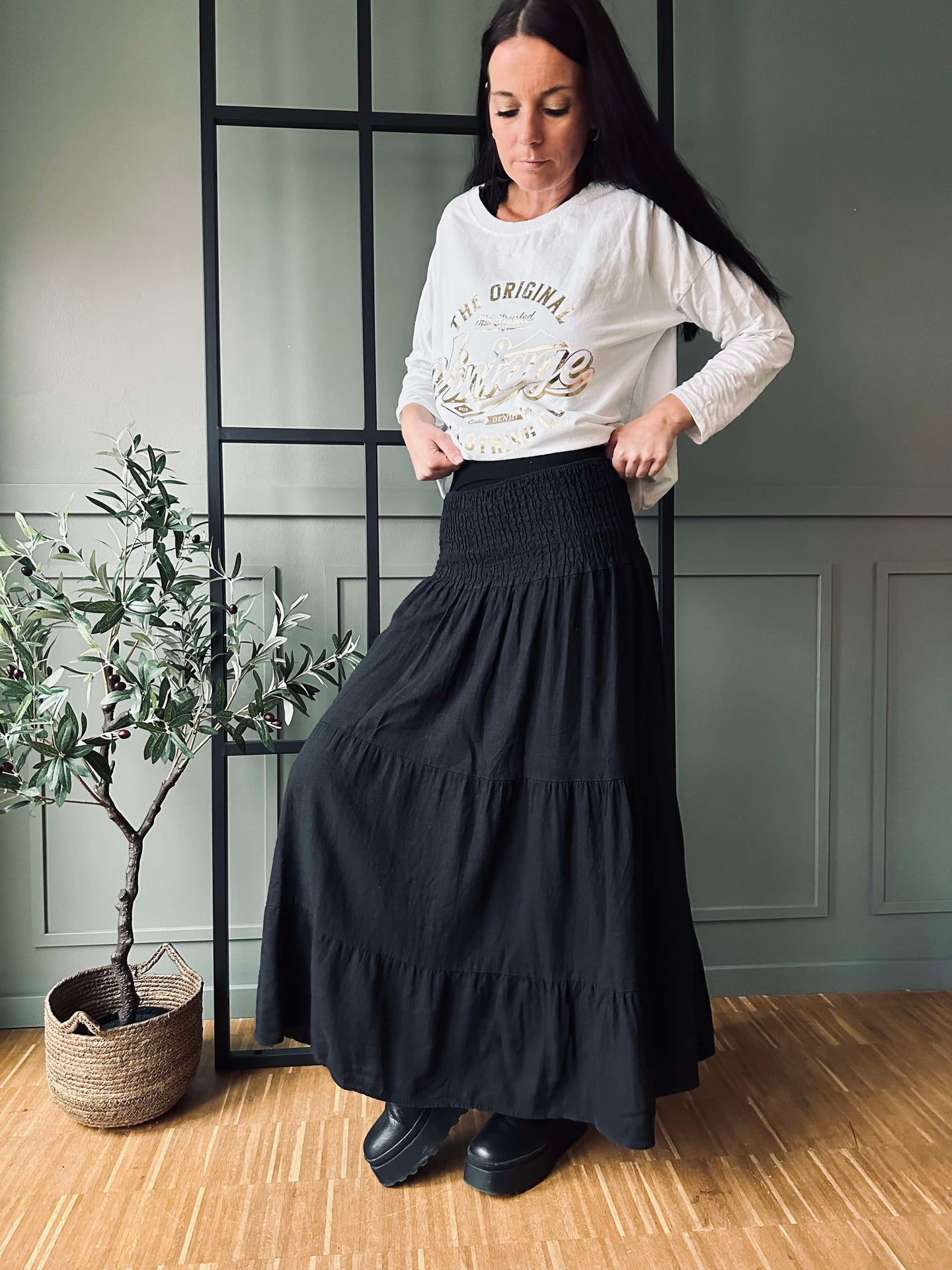 Kjol med smock - Svart