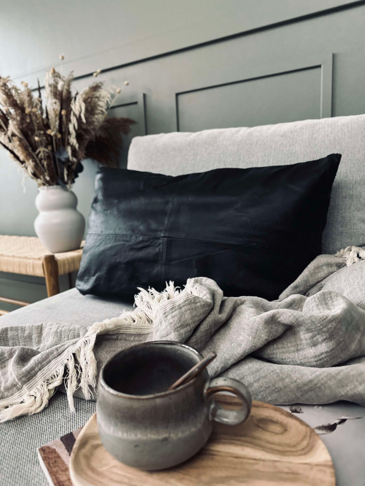 Kuddfodral Läder - Svart 40x60