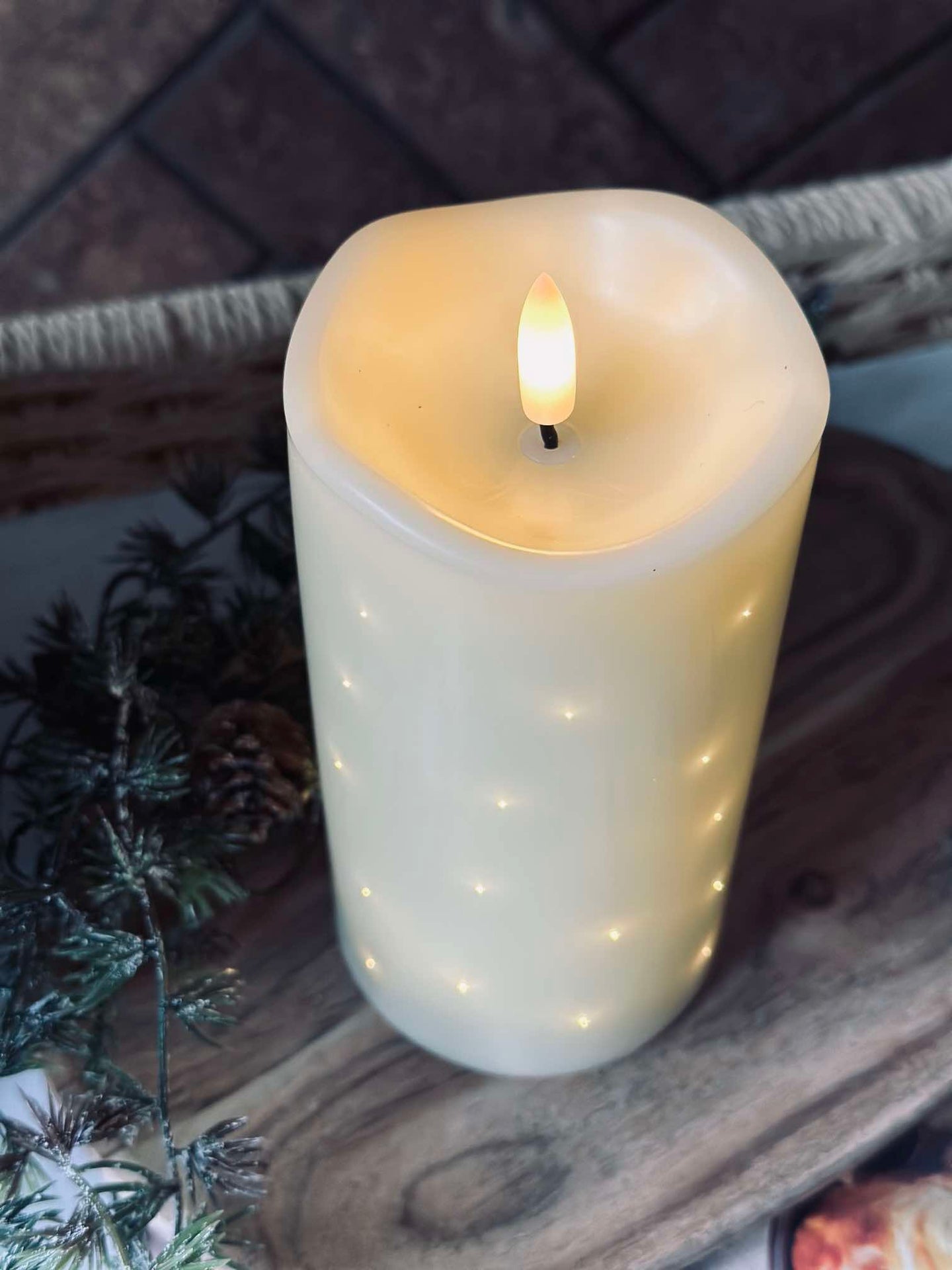 LED Blockljus Twinkle - 15 cm - Creme