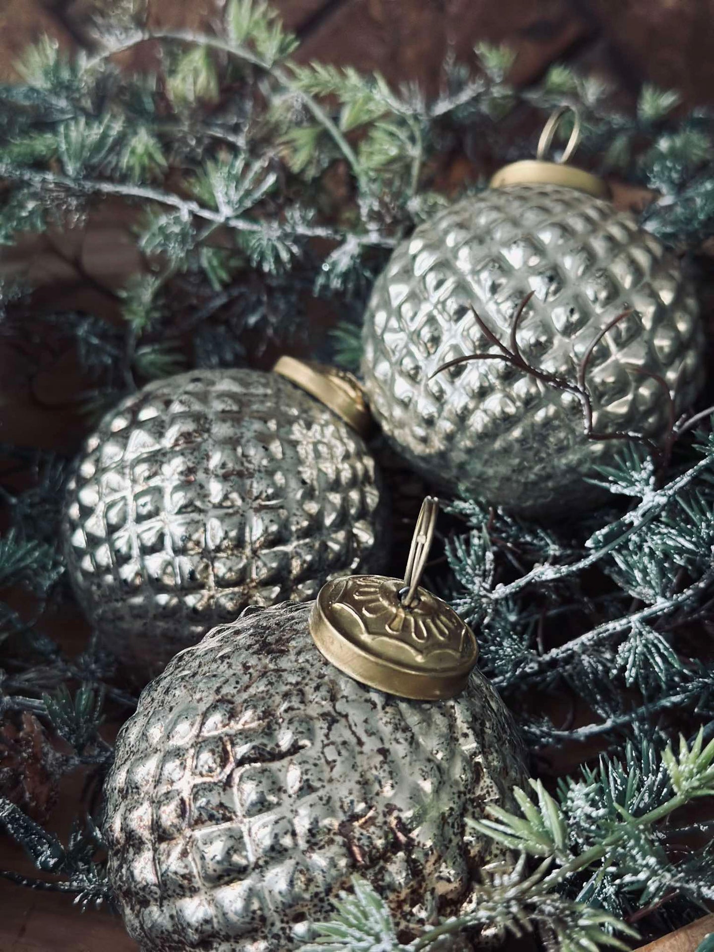 Julgranskulor i glas Guld - Paket med 3 st