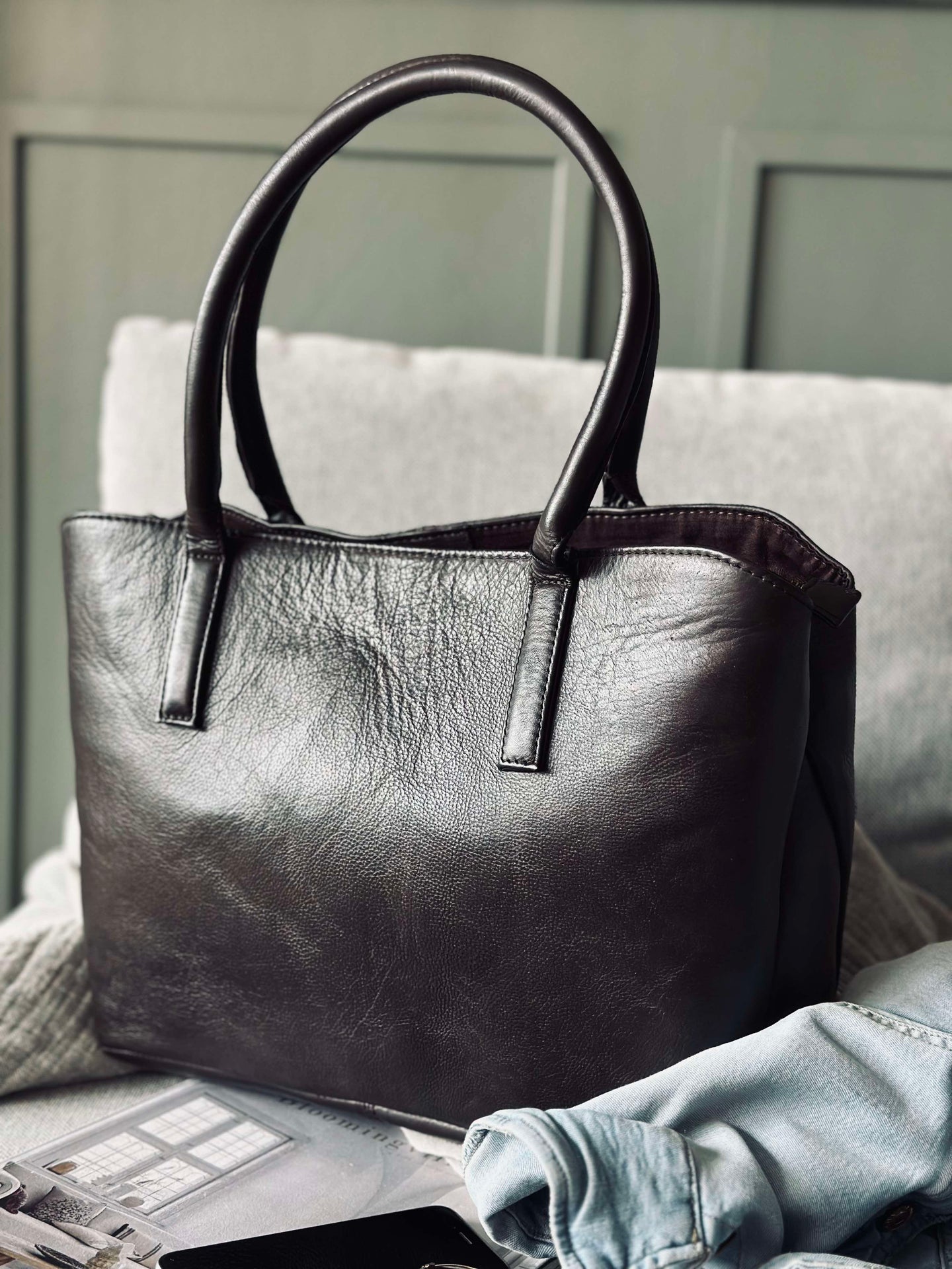 Arbetsväska / shopper Brown  – Soft leather