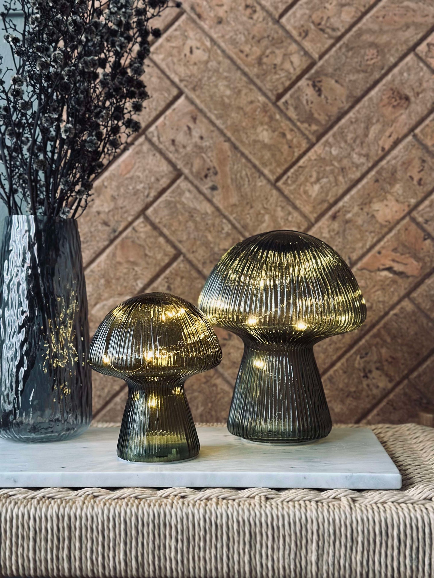 Mushroom med ränder 15 cm - Grön