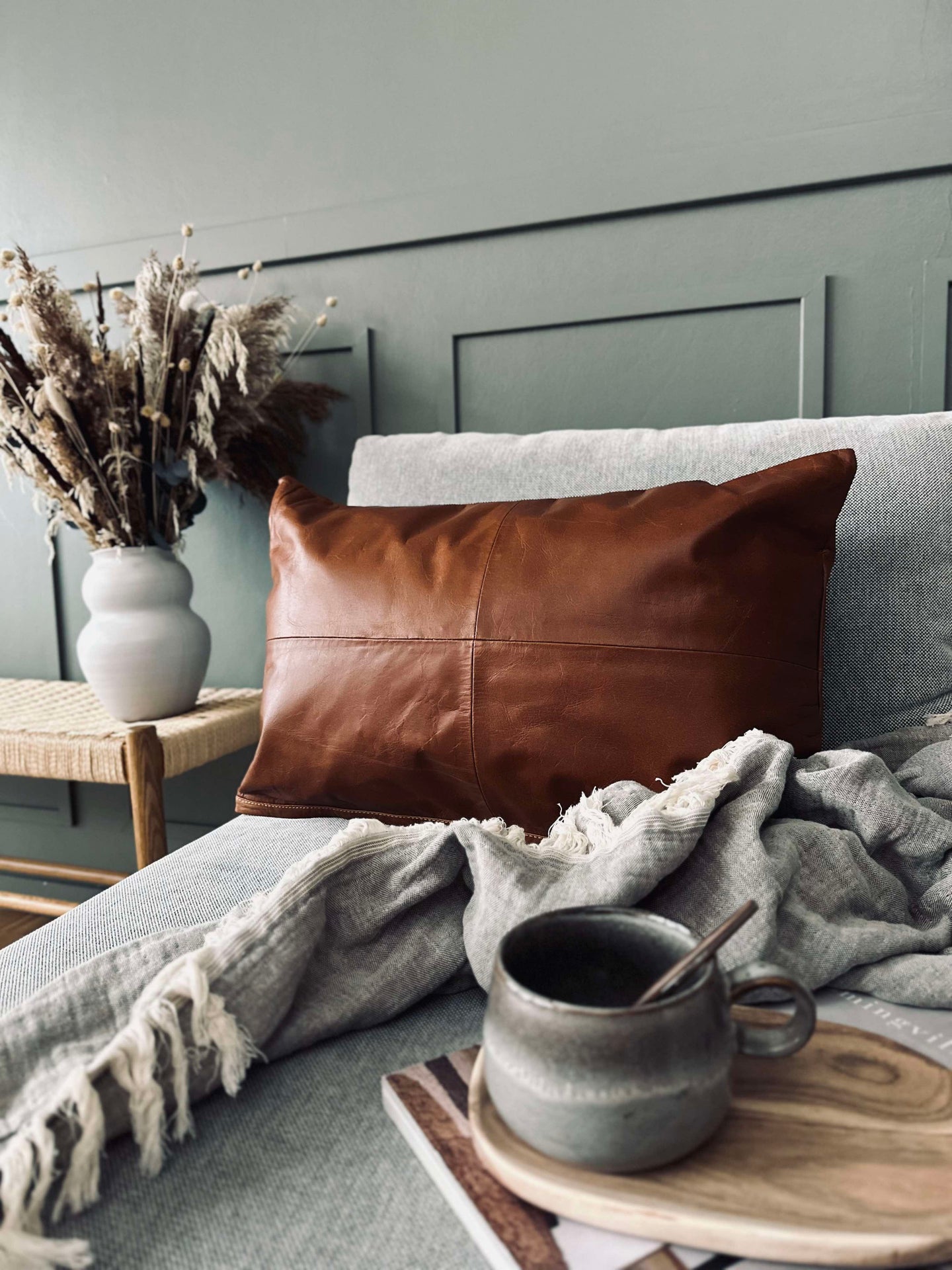 Kuddfodral Läder - Cognac 40x60