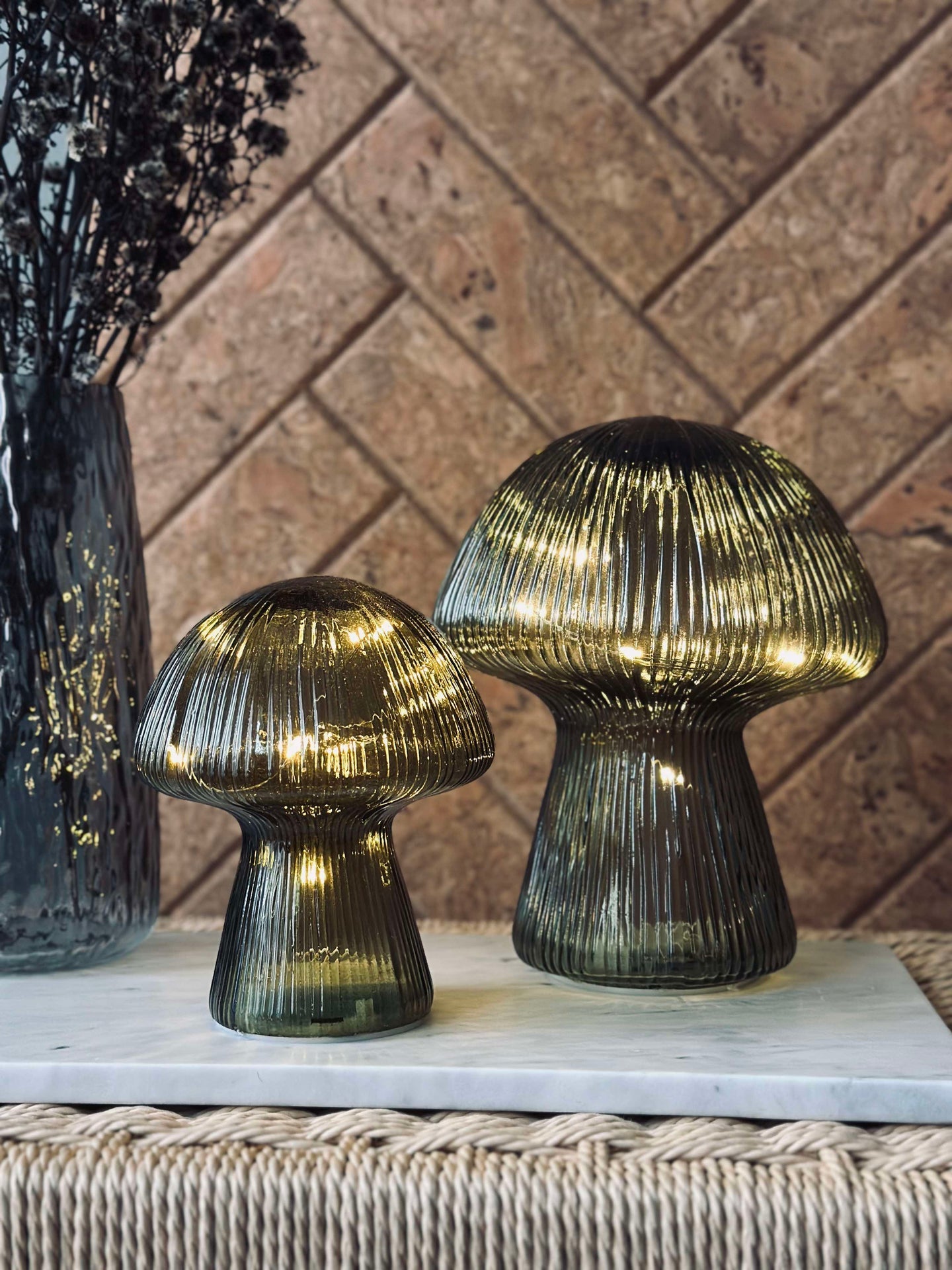 Mushroom med ränder 15 cm - Grön
