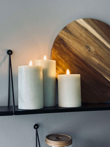 LED Blockljus / Mint – 3 st Rustikt ljus