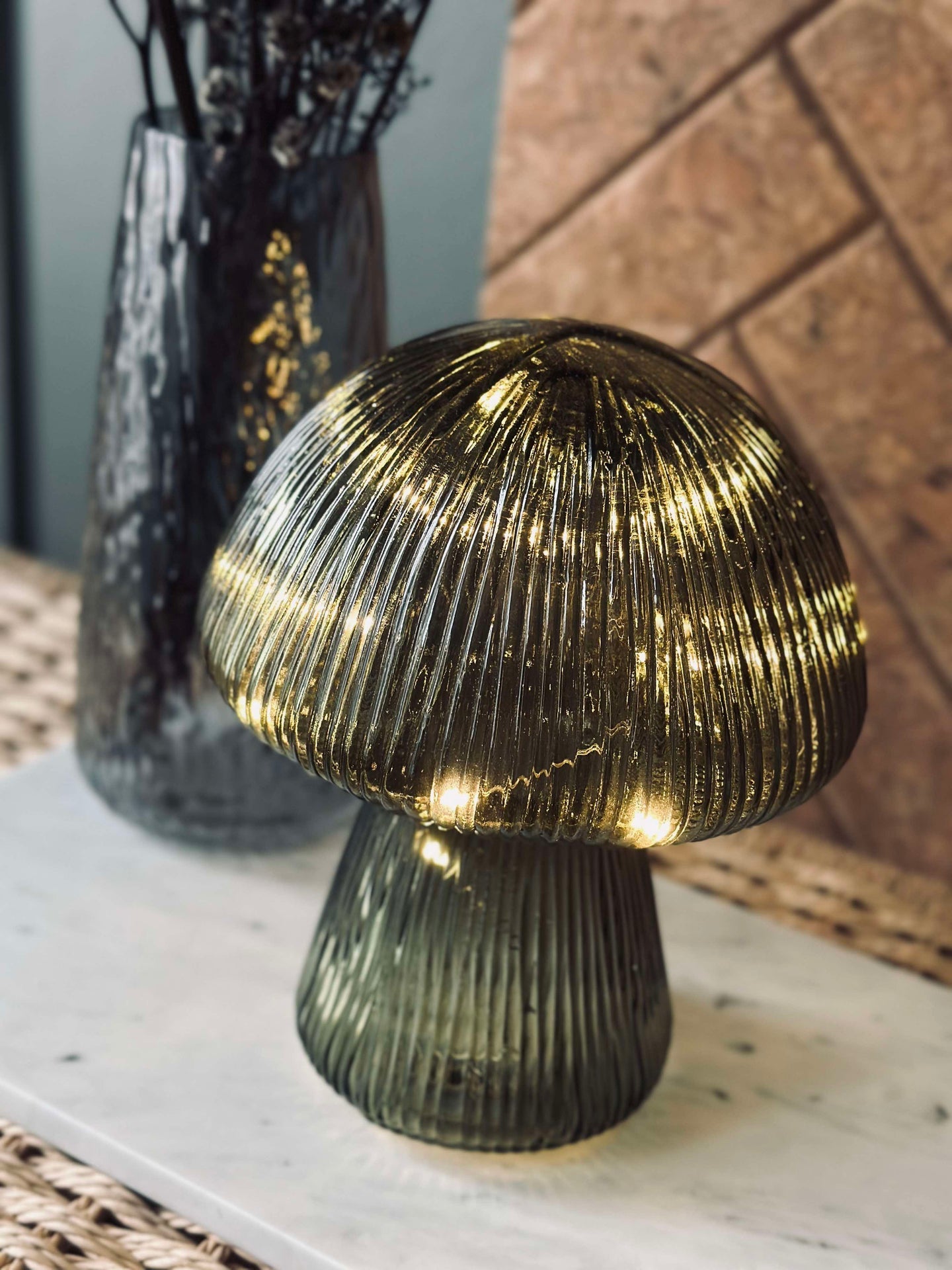 Mushroom med ränder 15 cm - Grön