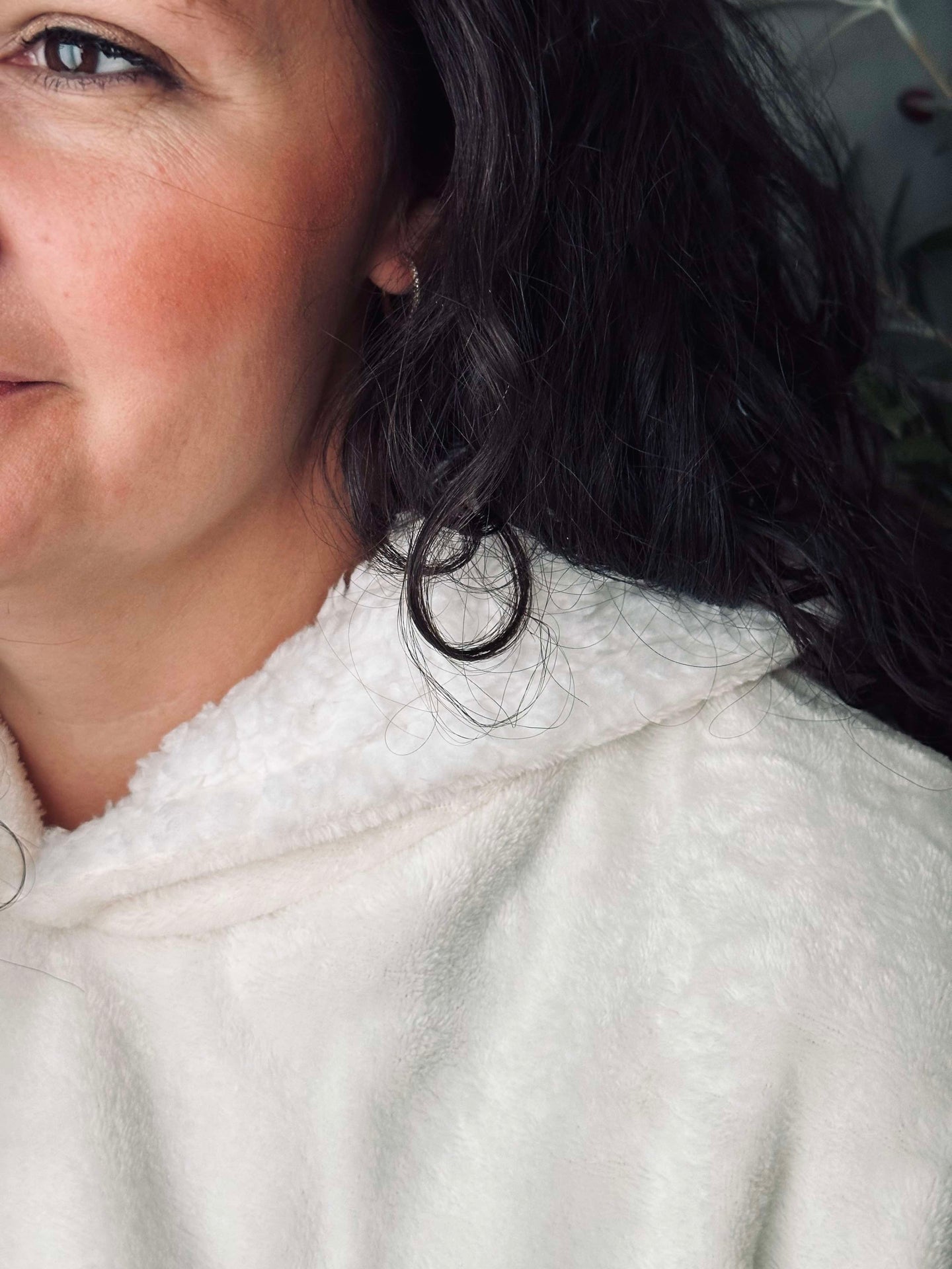 Hoodie Fleece Vit - Oversize