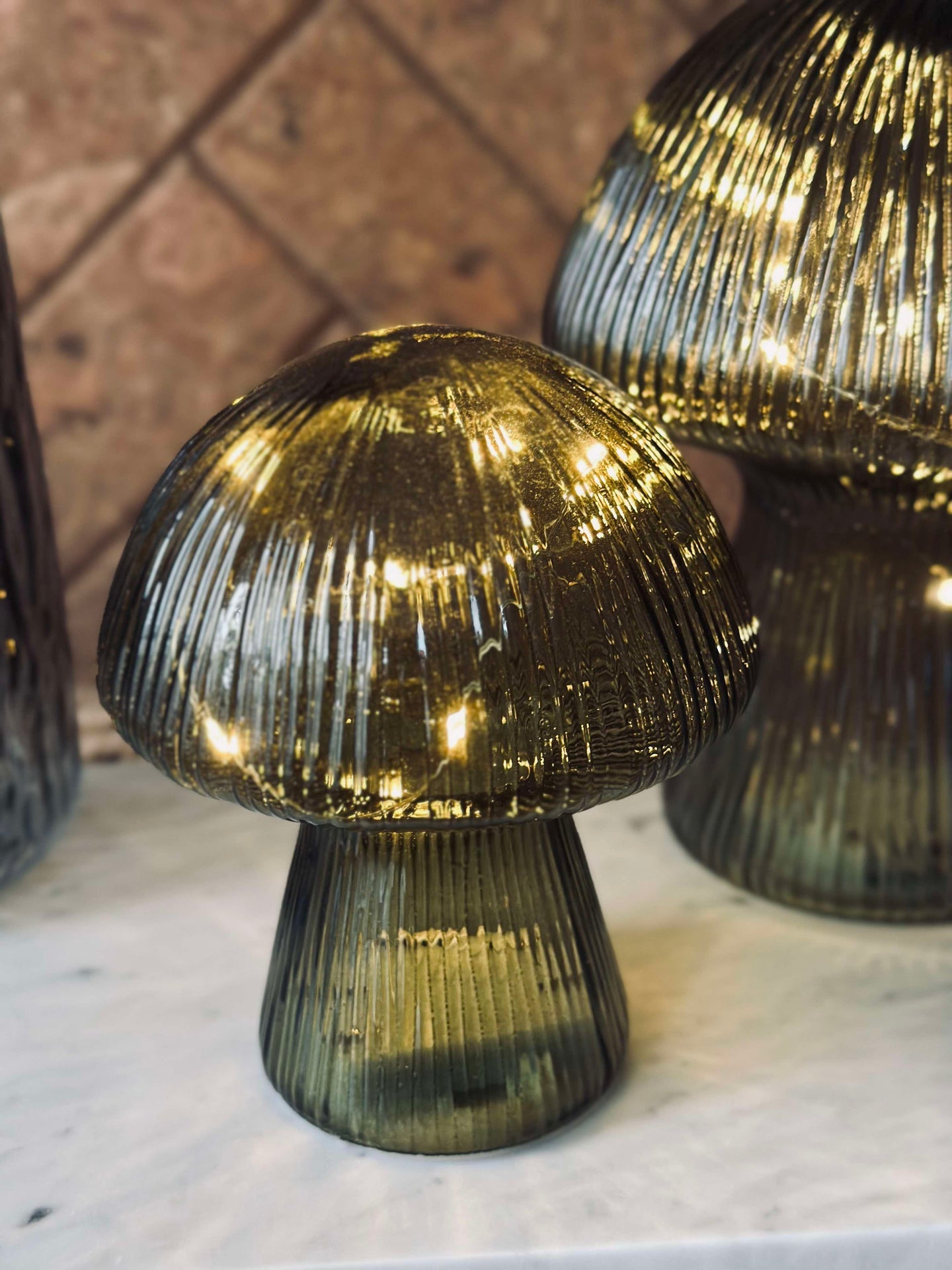 Mushroom med ränder 15 cm - Grön