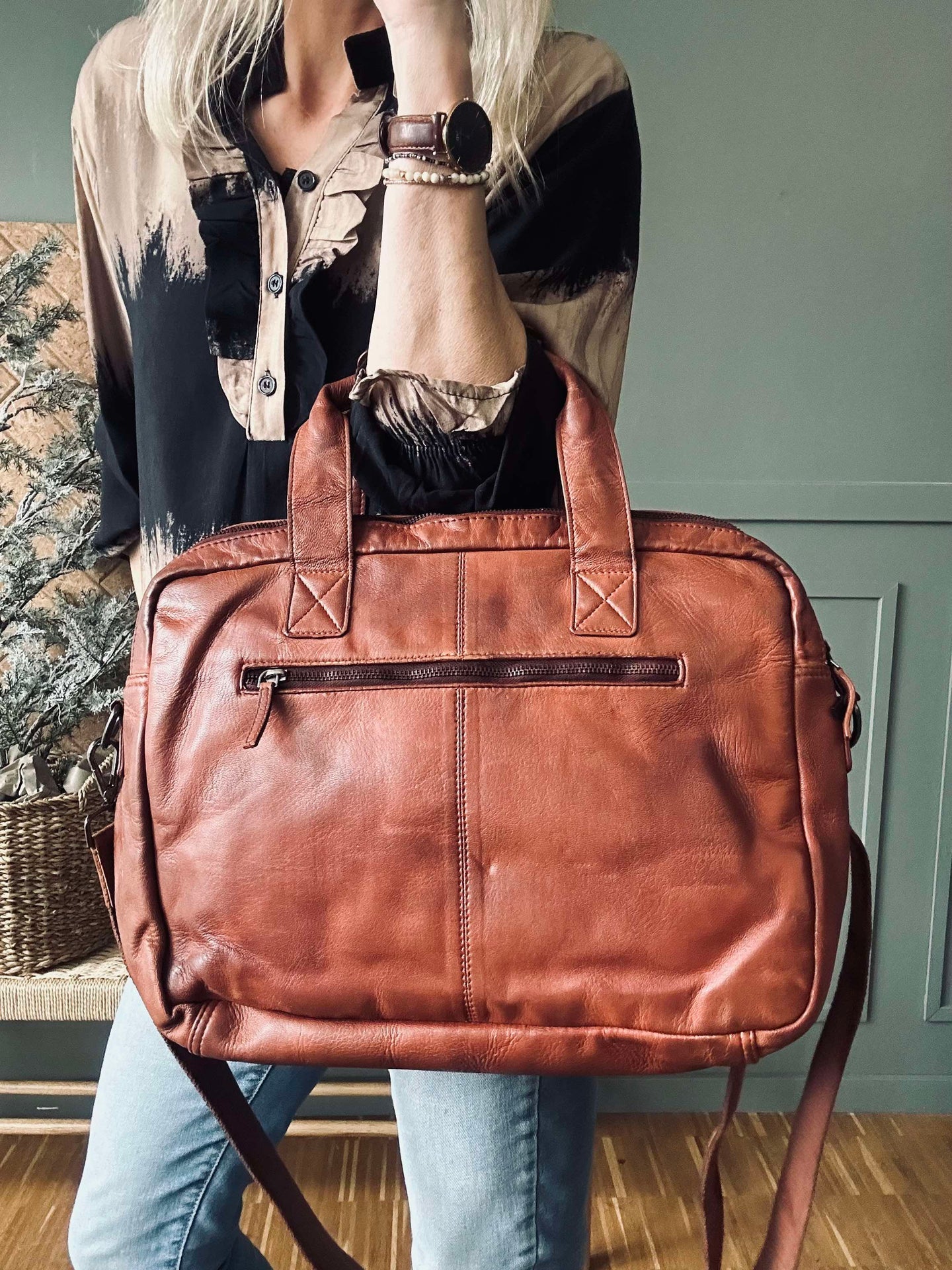 Arbetsväska - Cognac Cow leather