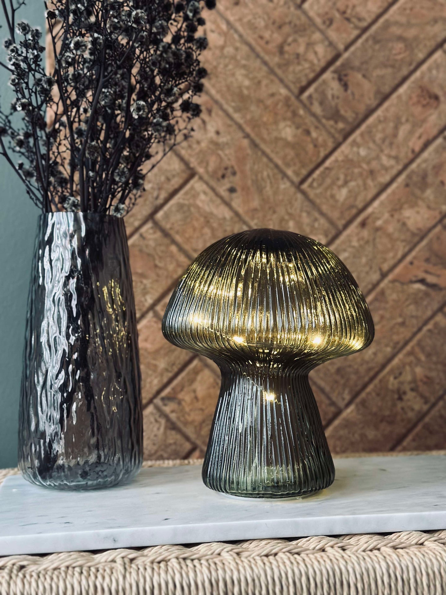 Mushroom med ränder 15 cm - Grön