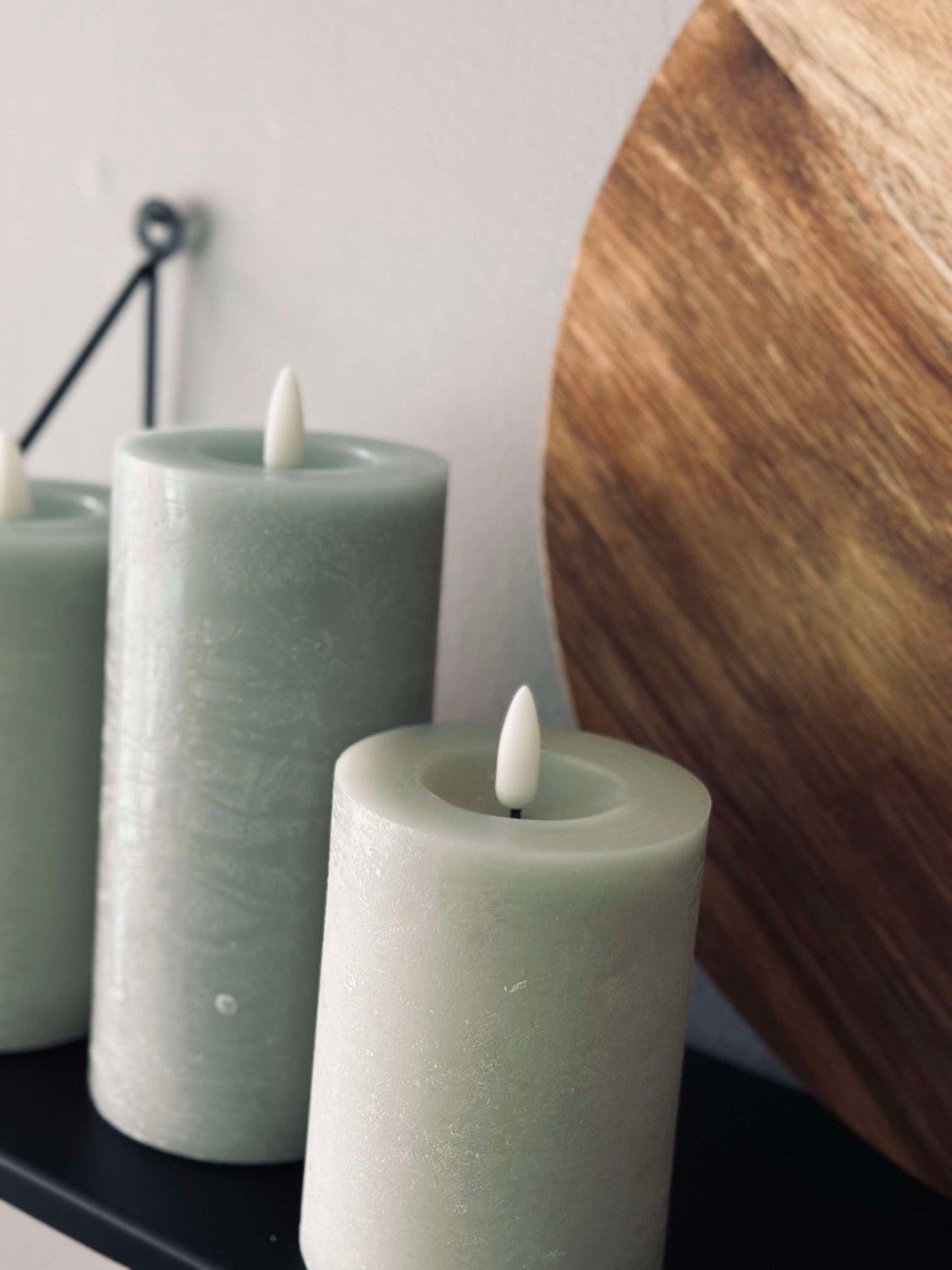 LED Blockljus / Mint – 3 st Rustikt ljus