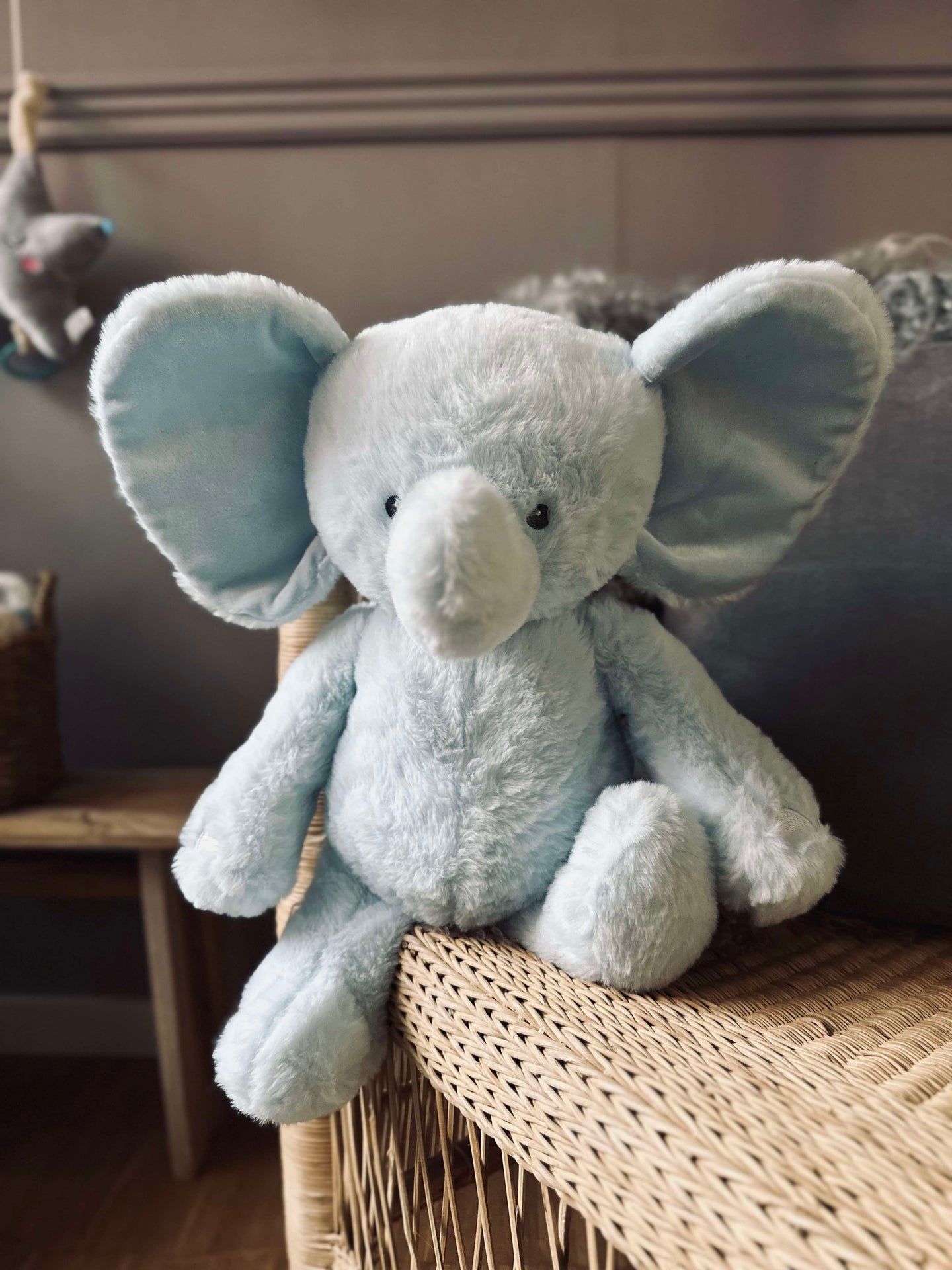 Gosedjurs-elefant 38 cm - Ljusblå